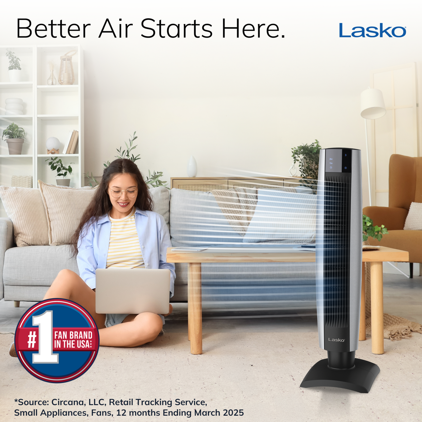 Lasko Oscillating Tower Fan with Remote Control, 2711, Black