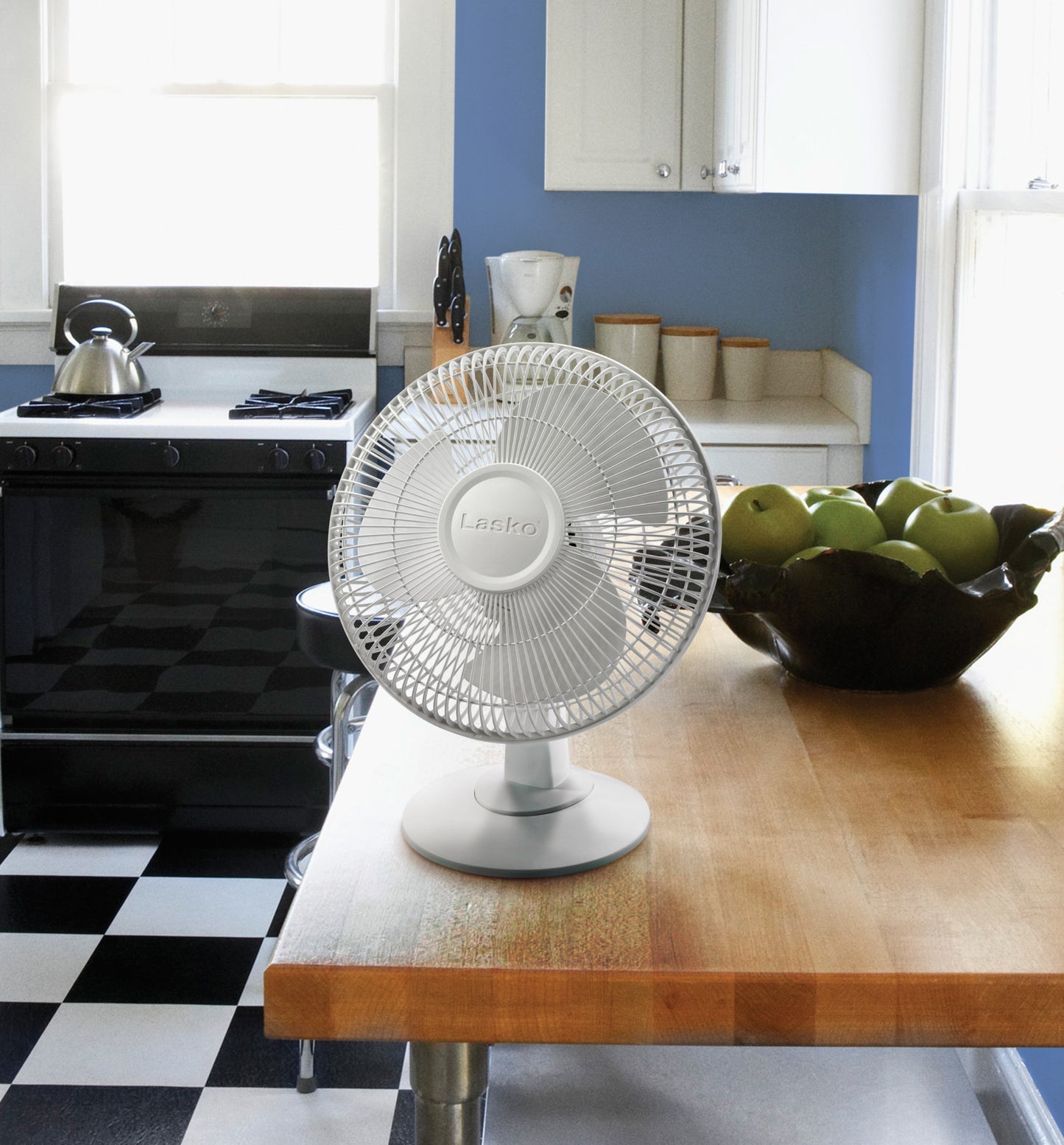 Lasko 12" 3-Speed Oscillating Table Fan with Tilt-Back, 2012, White