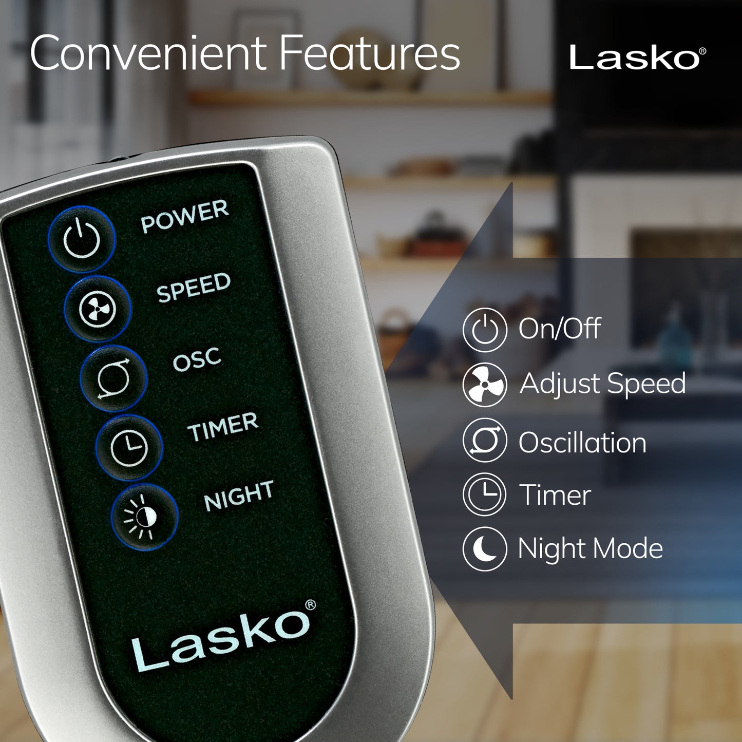 Lasko 42" Wind Curve Oscillating Tower Fan with Nighttime Setting and Remote, T42951, Silver