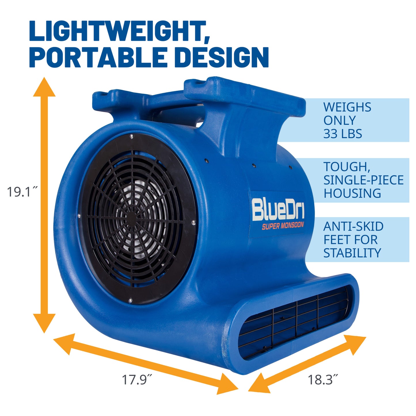 BlueDri Super Monsoon 1 HP 4050 CFM Air Mover Blower Fan