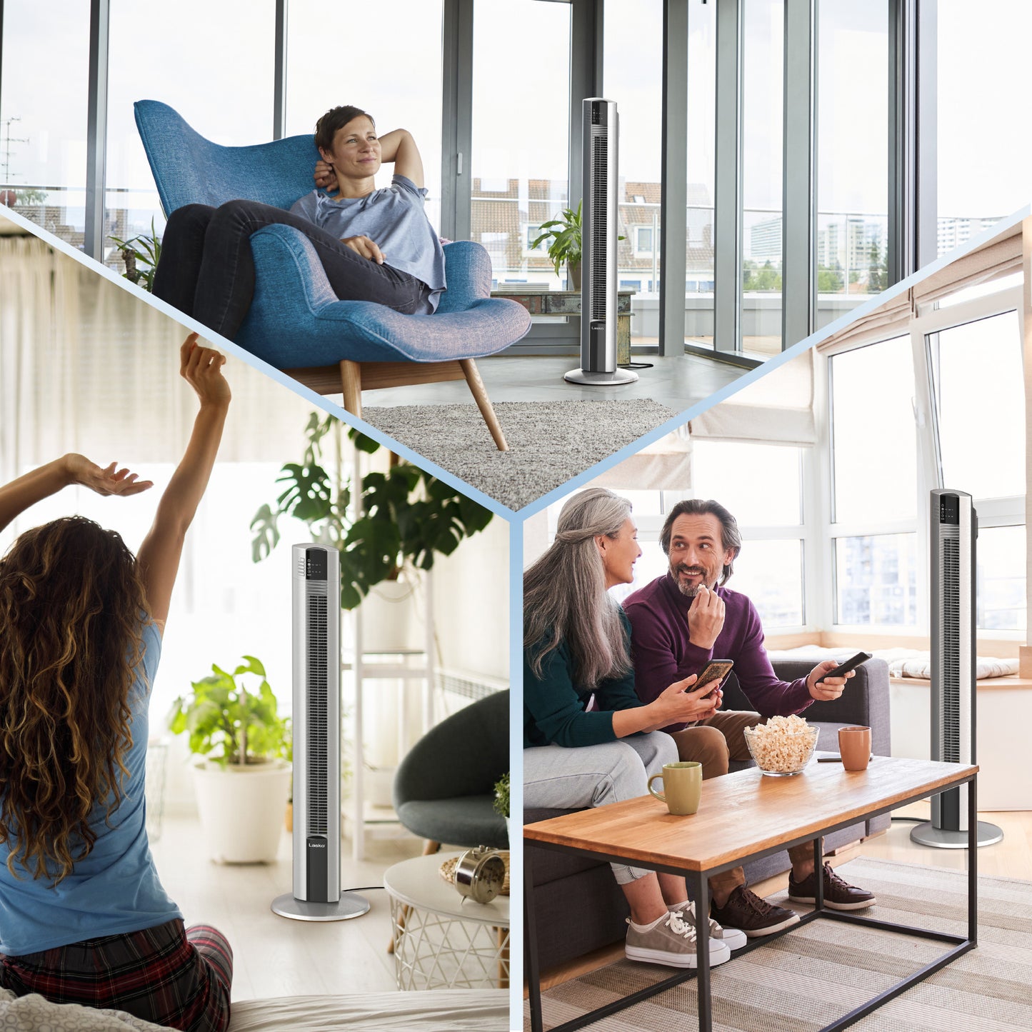 Lasko 48" Oscillating Tower Fan with Fresh Air Ionizer and Remote Control, T48310, Gray