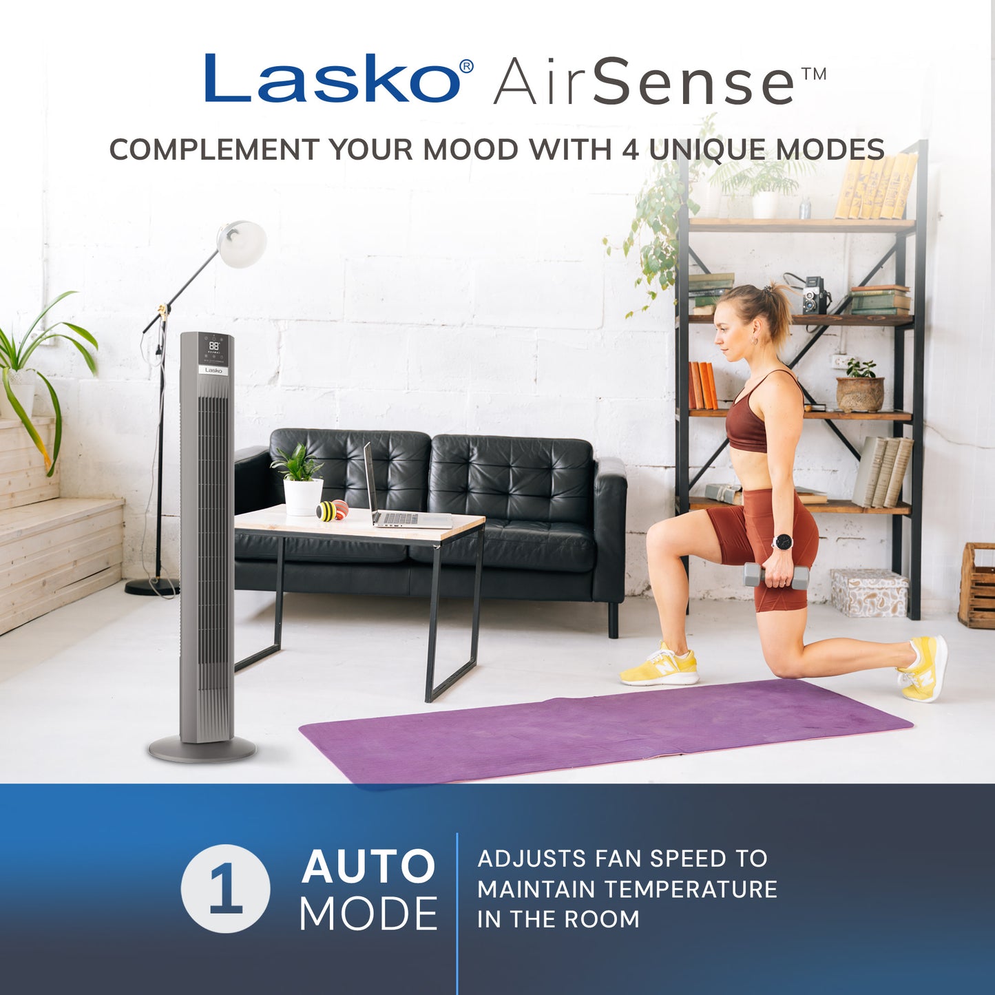 Lasko TDC48 WhisperForce™ DC Aria™ 48" Tower Fan (12-speed, remote, gray)