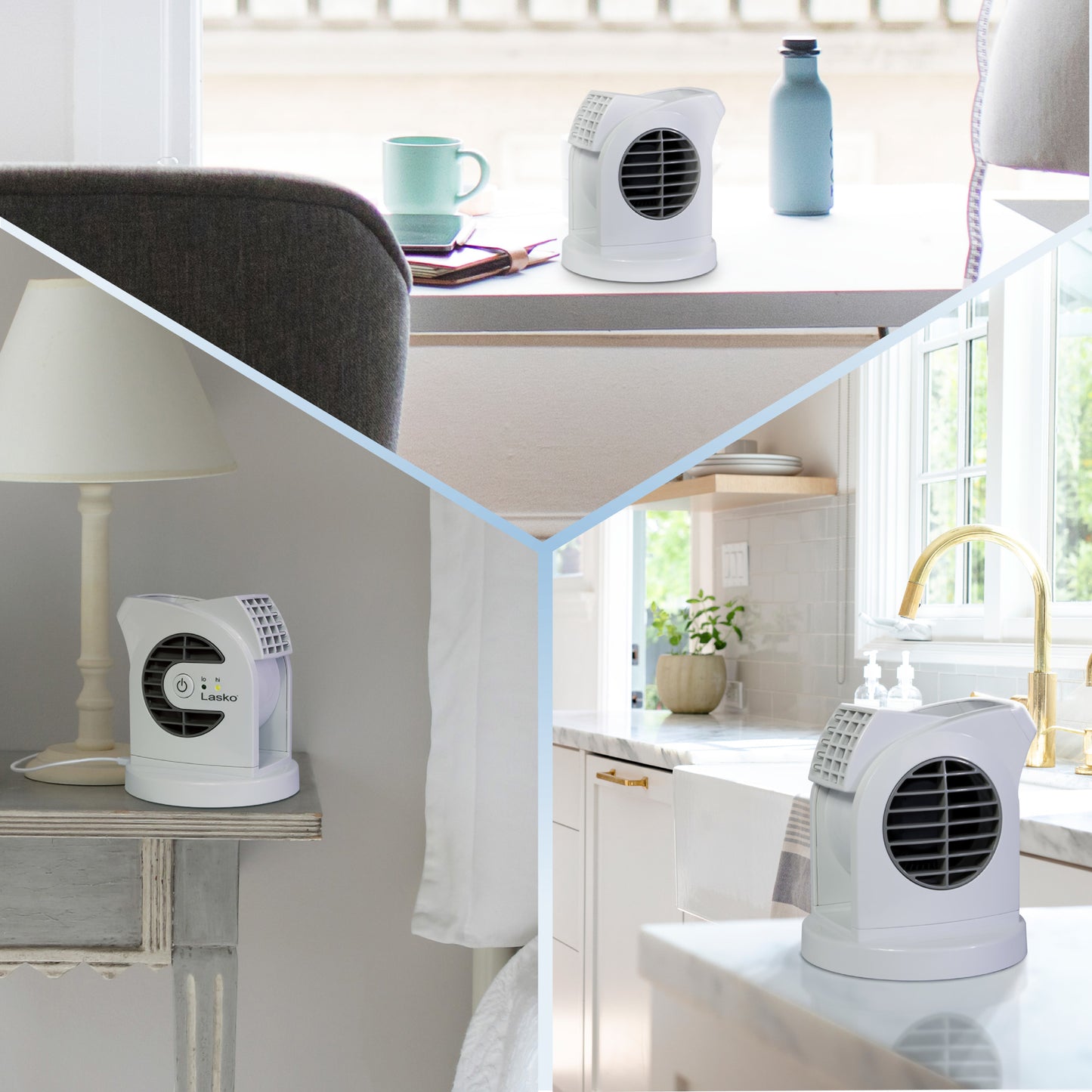 Lasko MyCool Mini USB 2- Speed Desk Fan with USB Cable and AC Adapter, D300, White