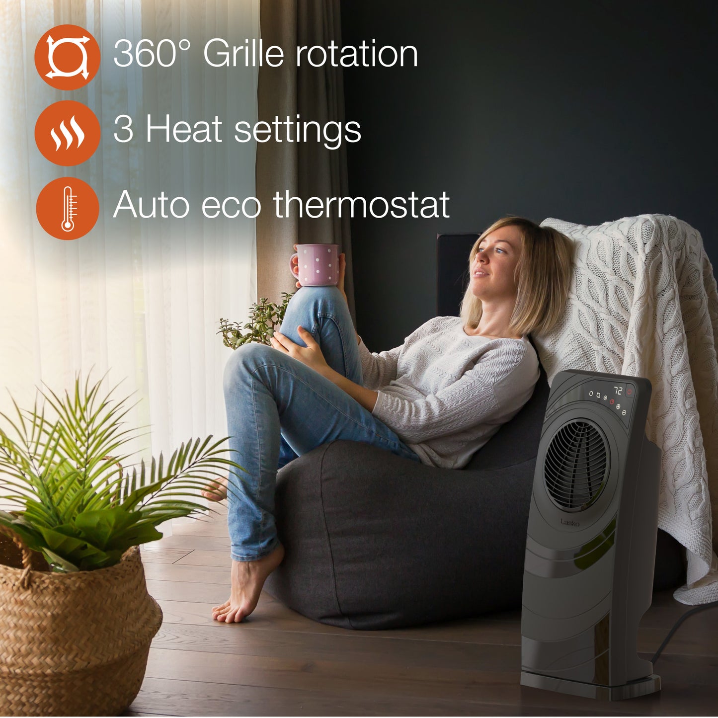 Lasko Elite Collection Revolution Ceramic Space Heater with Remote, CC23630, Black