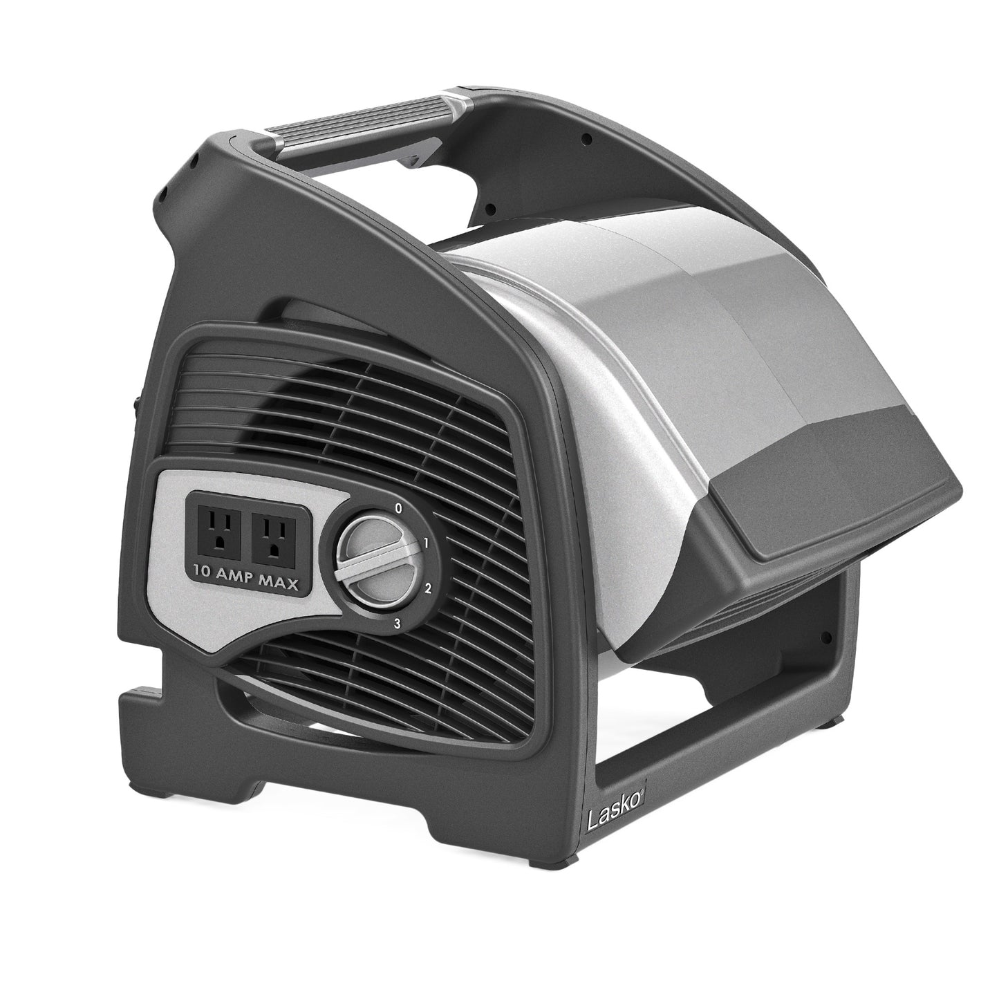 Lasko Max Performance Pivoting Utility Blower Floor Fan with Accessory Outlet, U15701, Black