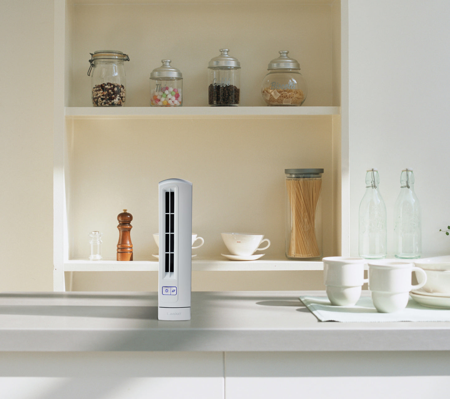 Lasko Air Stik 14" Oscillating Ultra-Slim Tabletop Fan, T14100, White