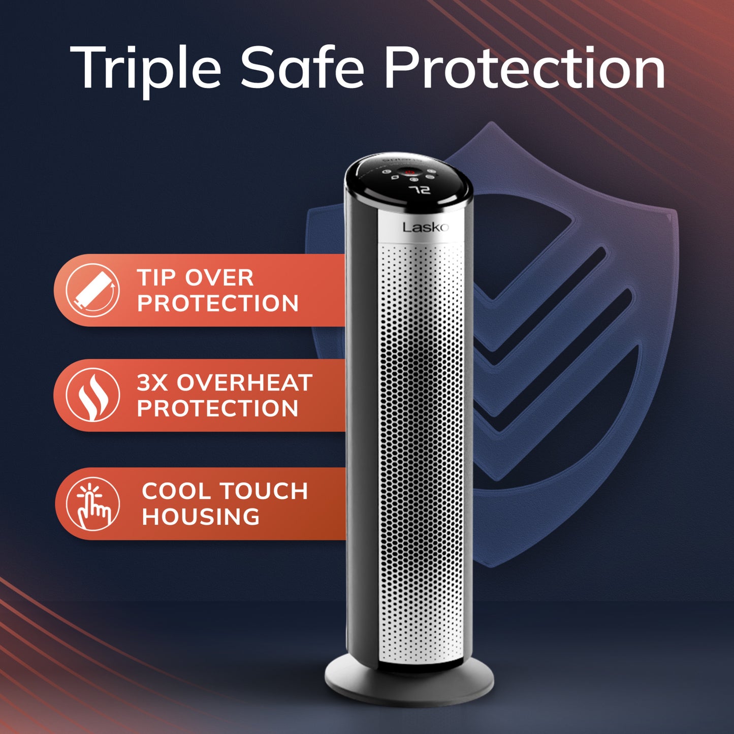 Lasko CT22498 Elite Collection Ceramic Tower Space Heater with Chid Lock and Remote: Black