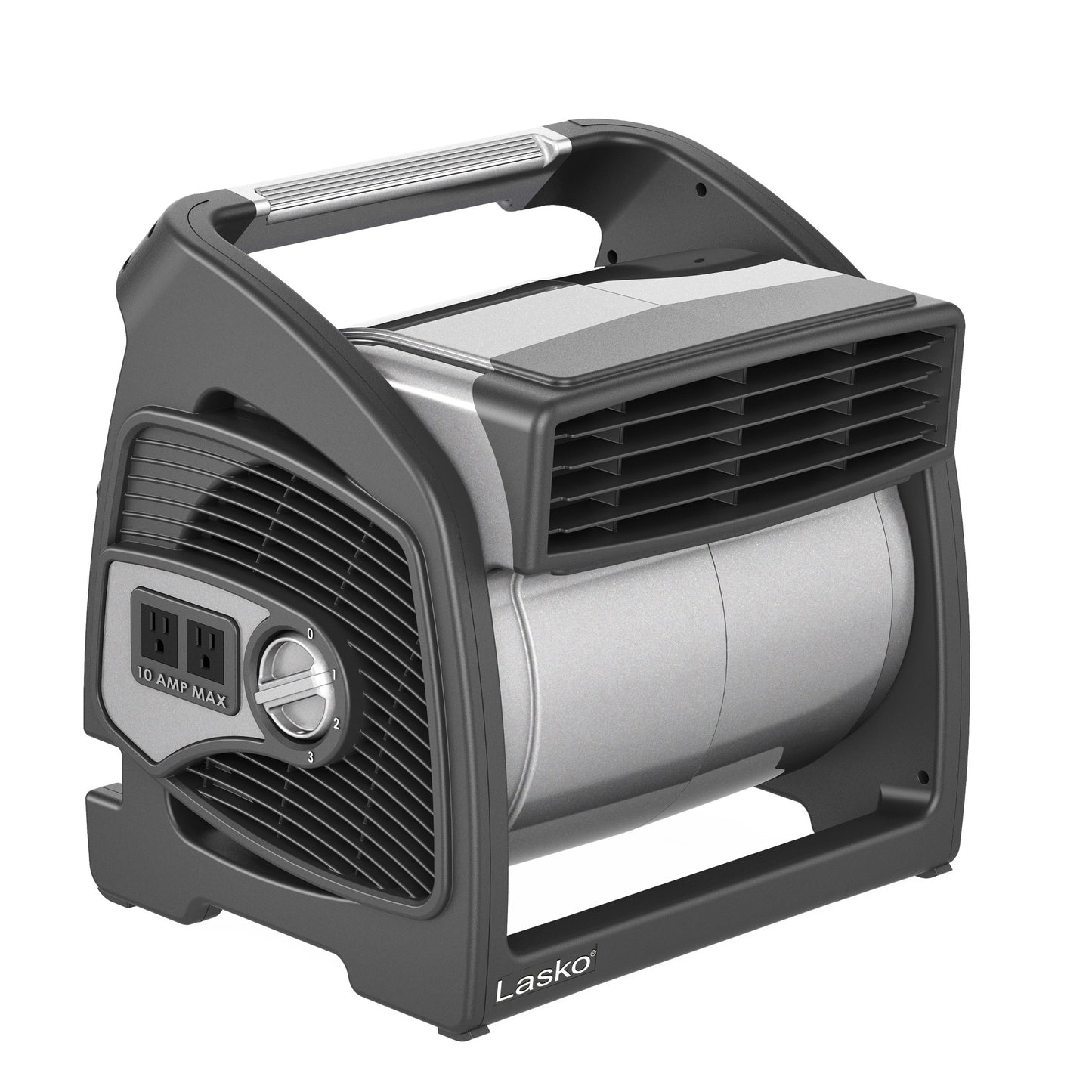 Lasko Max Performance Pivoting Utility Blower Floor Fan with Accessory Outlet, U15701, Black