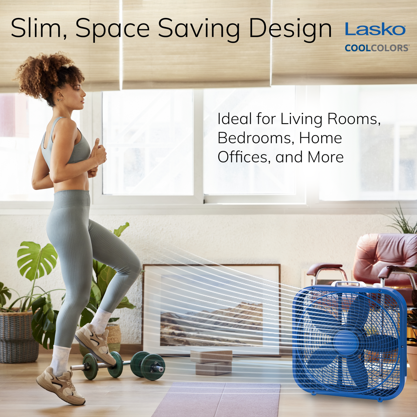 Lasko Cool Colors 20" 3-Speed Box Fan, B20308, Blue