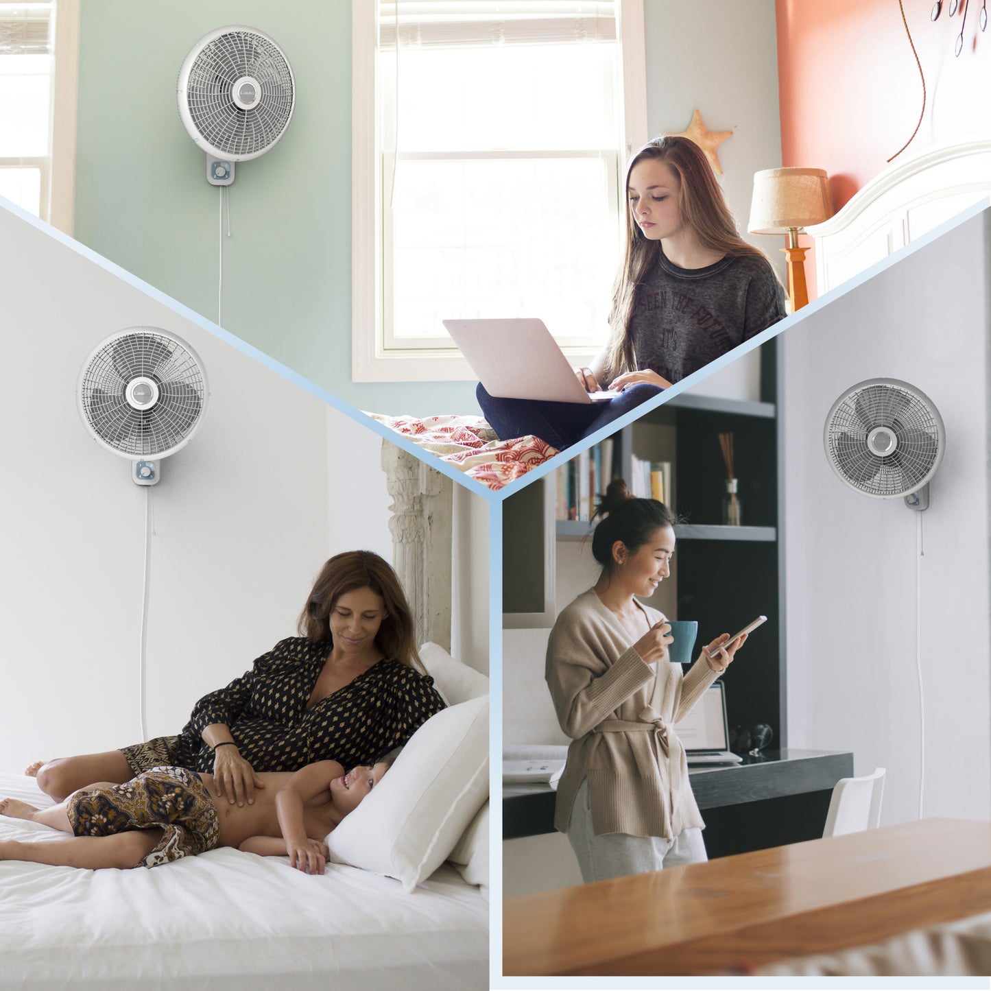 Lasko M16900 16" 3-Speed Oscillating Wall Mount Fan