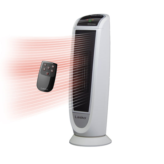 Lasko 22" Digital Ceramic Tower Heater (2 heat settings, remote, timer, white)