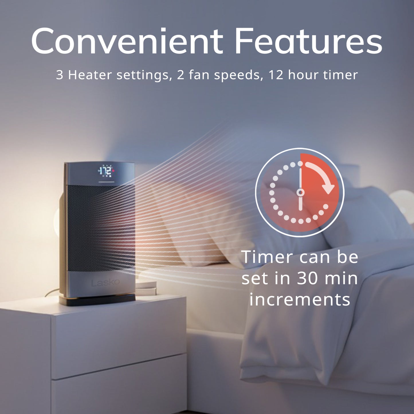 Lasko Ellipse CD12951 Ceramic Space Heater with Remote Control: Silver
