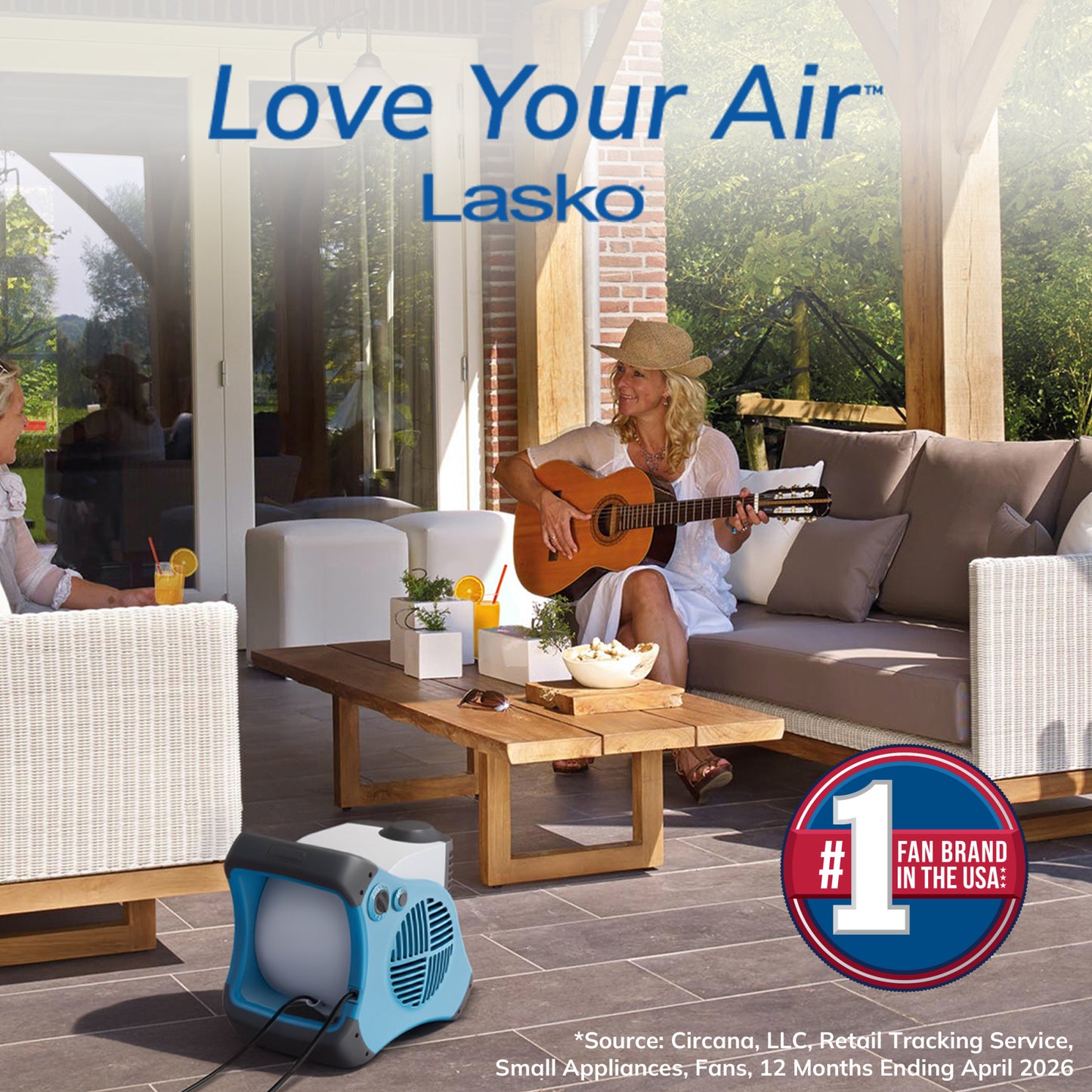 Lasko Misto 15" Outdoor Misting Fan: 3-Speed, Pivoting, Powered Louvers, Blue