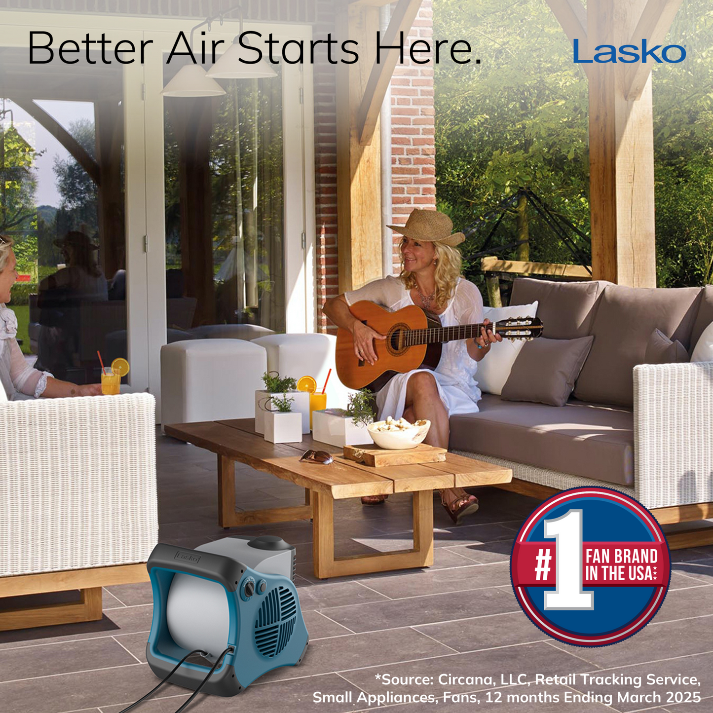 Lasko 15" Pivoting Misto Outdoor Misting Fan with GFCI Cord and 3 Speeds, 7054, Blue
