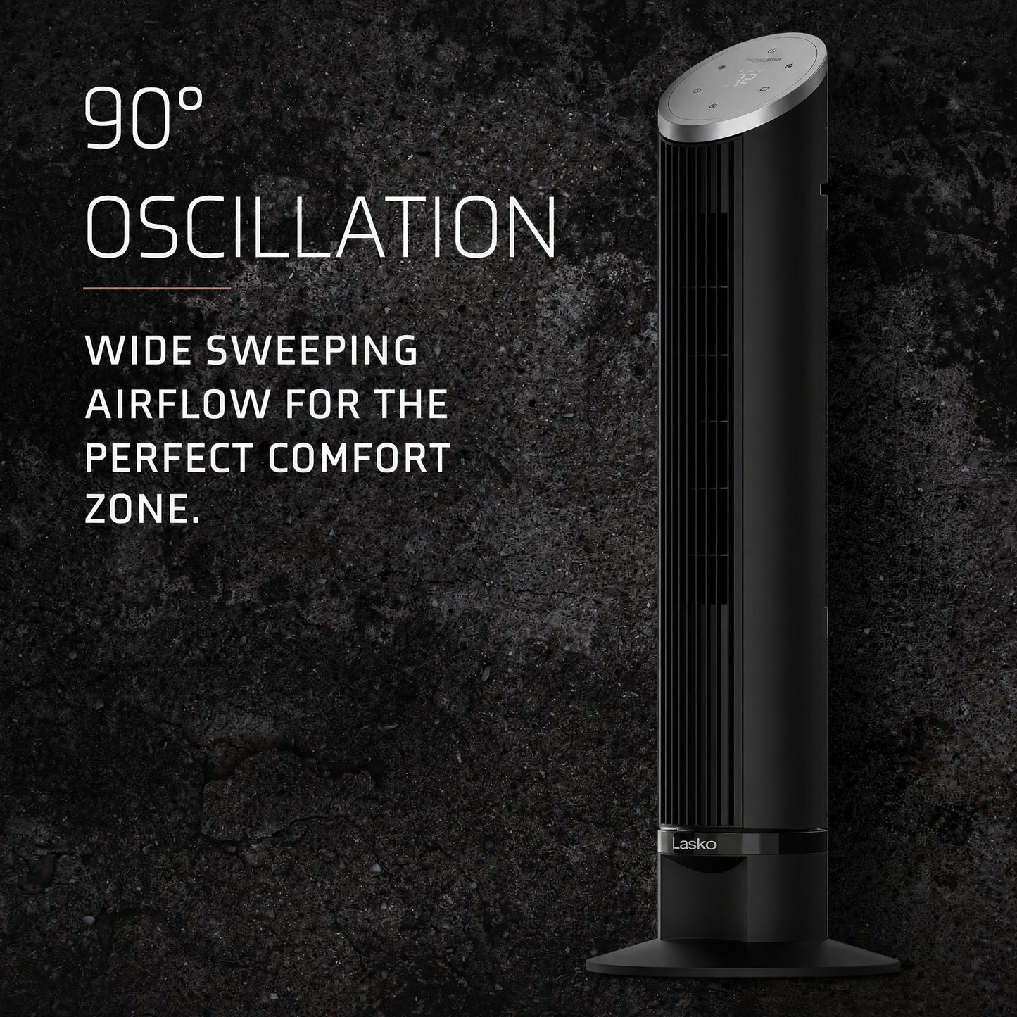Lasko Ascend 36" DC Tower Fan: Oscillating, 12-Speed, Remote, Timer, Black