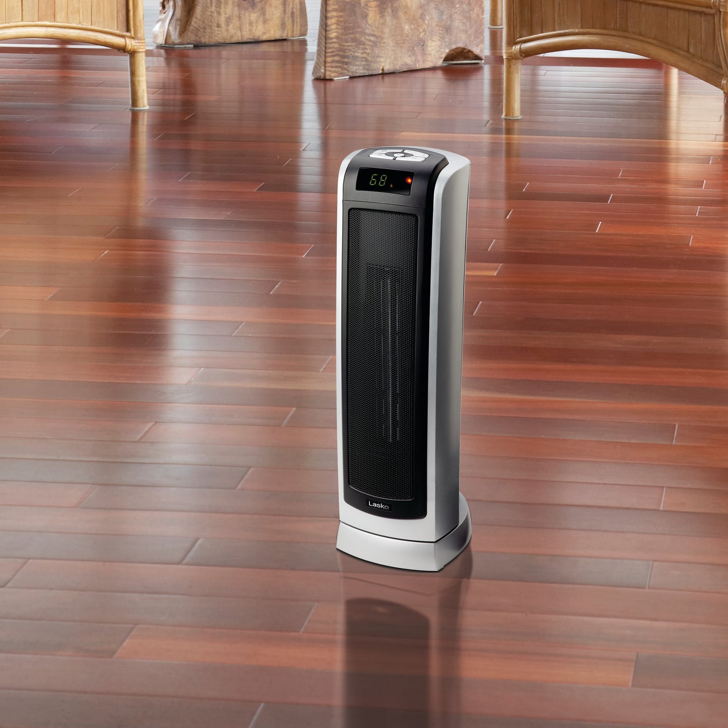 Lasko 1500W Digital Ceramic Tower Space Heater with Remote, 5521, Silver