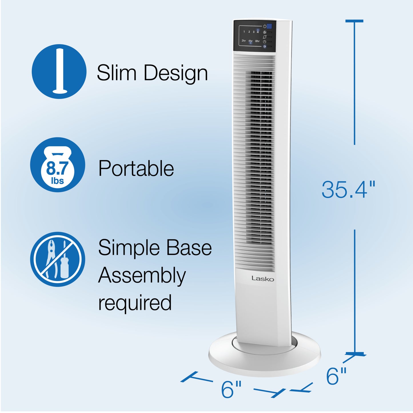 Lasko 36" Oscillating Wind Tower Fan with Remote Control, T36610, White