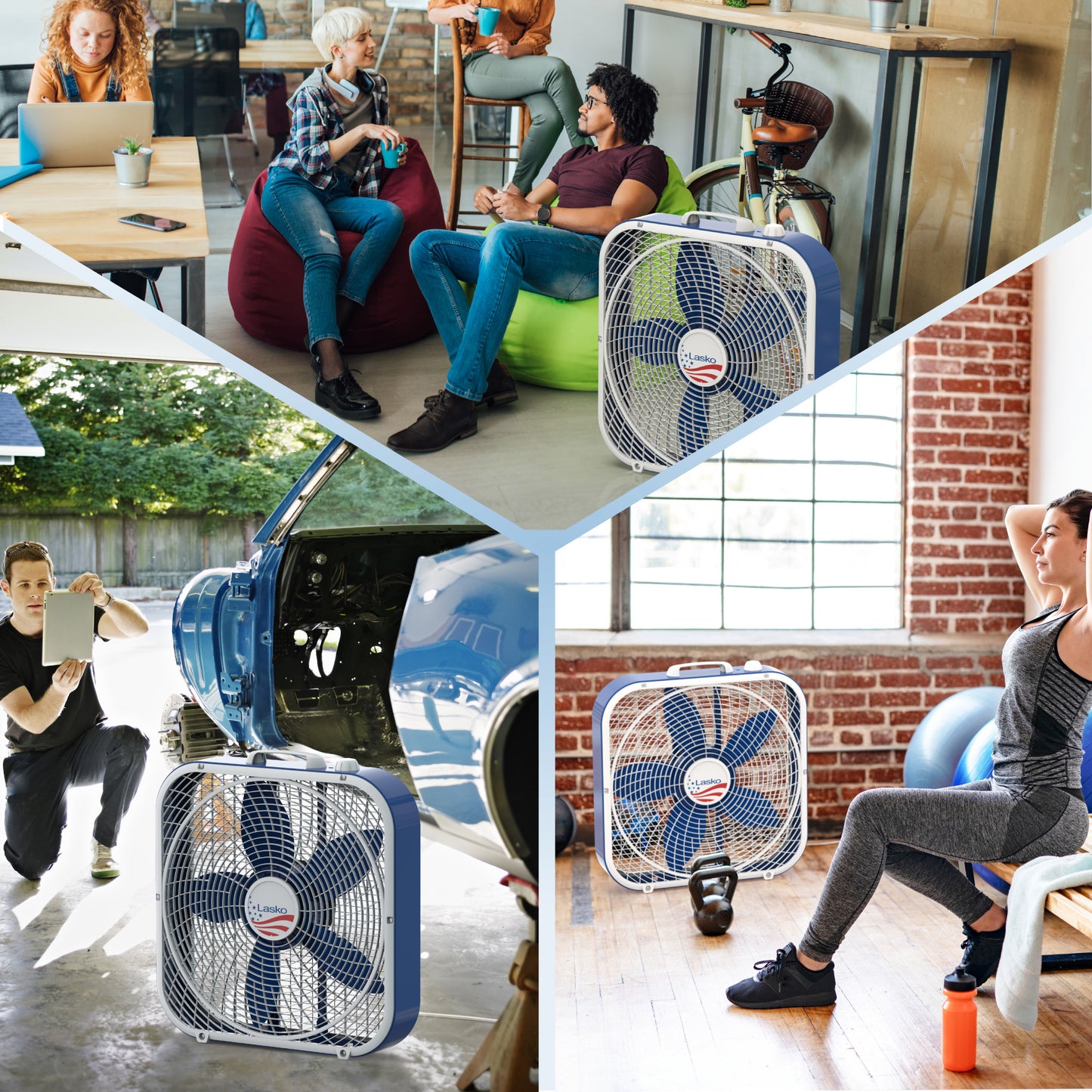 Lasko Limited Edition 20” Box Fan with 3 Speeds, B20610, Red, White & Blue