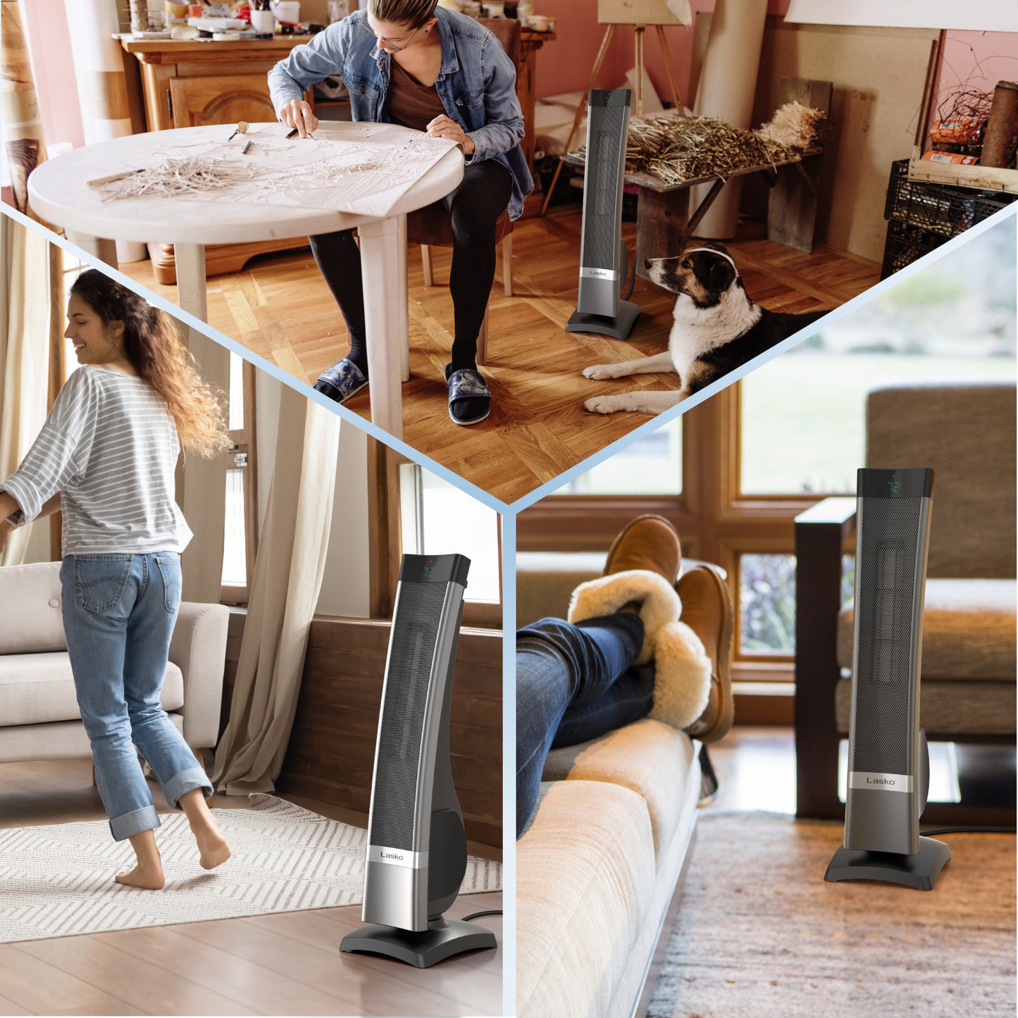 Lasko 1500W Ceramic Tower Space Heater with Timer and Remote Control, CT30711, Silver