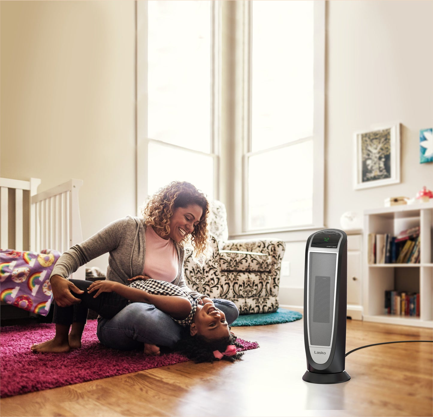 Lasko 1500W 23-In. Ceramic Tower Space Heater with Timer and Remote Control, CT22766, Black