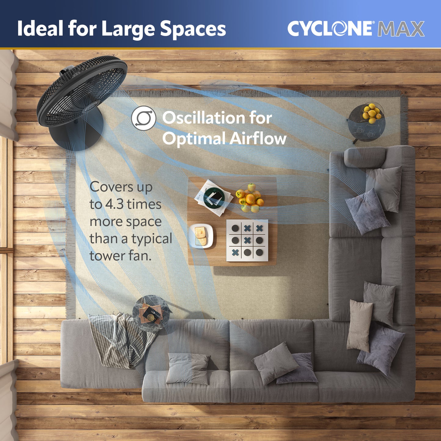 Lasko 18" Oscillating 4-Speed Large Room Pedestal Fan with Remote Control, S18605, Black