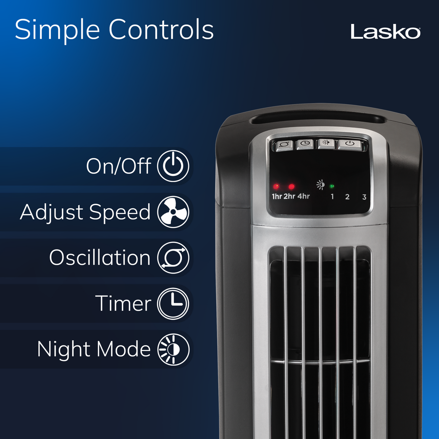 Lasko 36" Tower Fan with Nighttime Mode and Remote, T36205, Black
