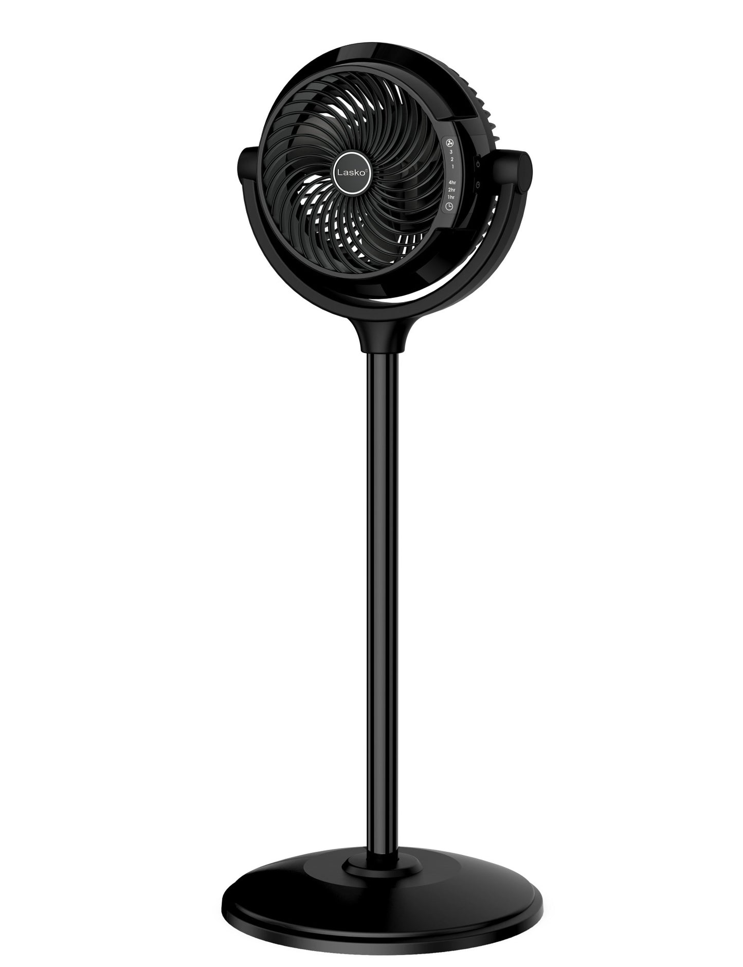 Lasko 34" Compact Power Pedestal Fan with Timer, S08590, Black