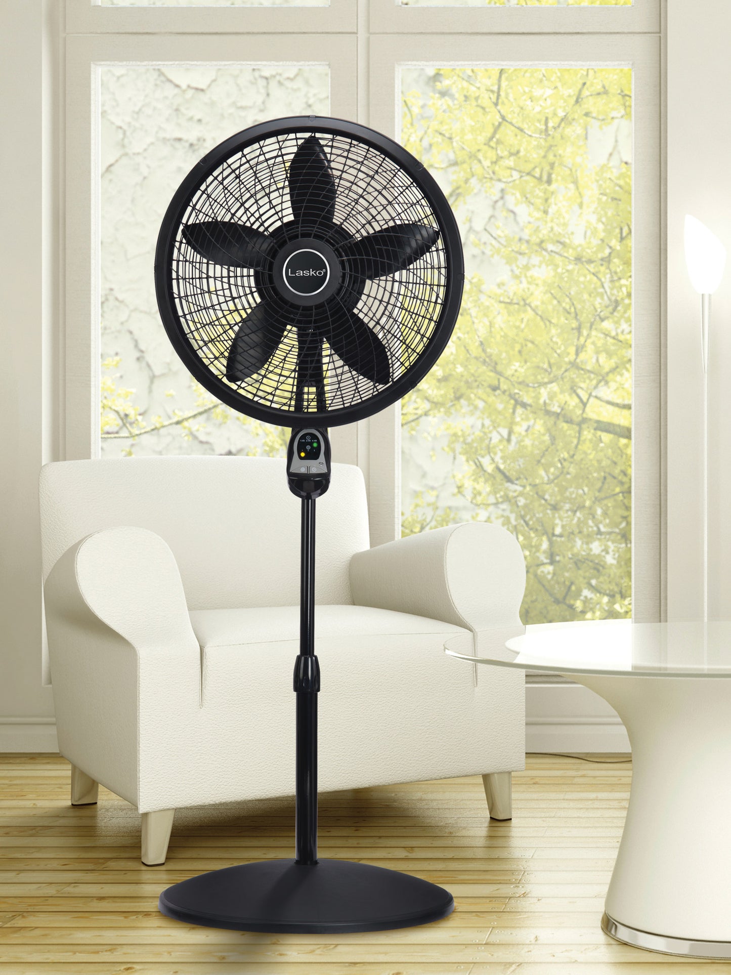 Lasko 18" Adjustable Pedestal Fan with Remote Control, S18625, Black