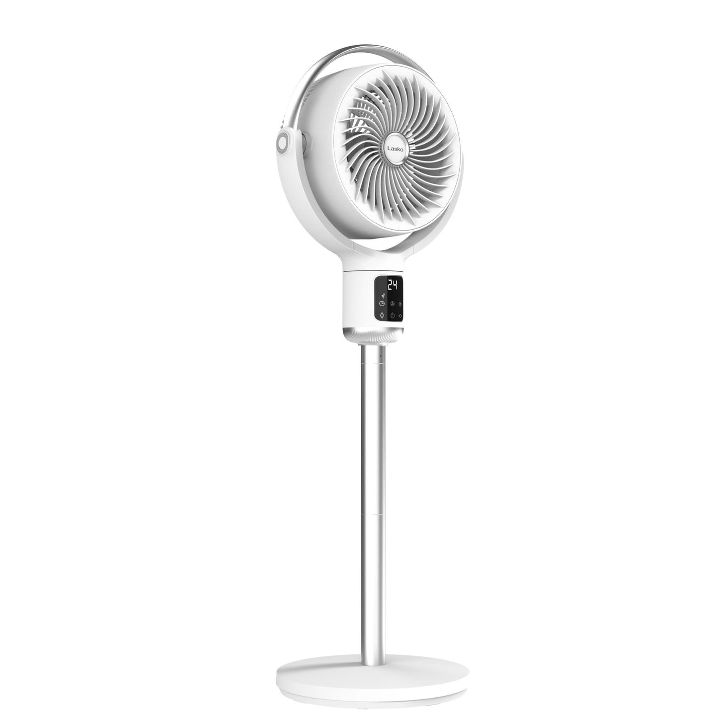 Lasko WhisperForce™ 24-speed DC Motor Pedestal Fan with Remote & Timer (white, model APDC301)