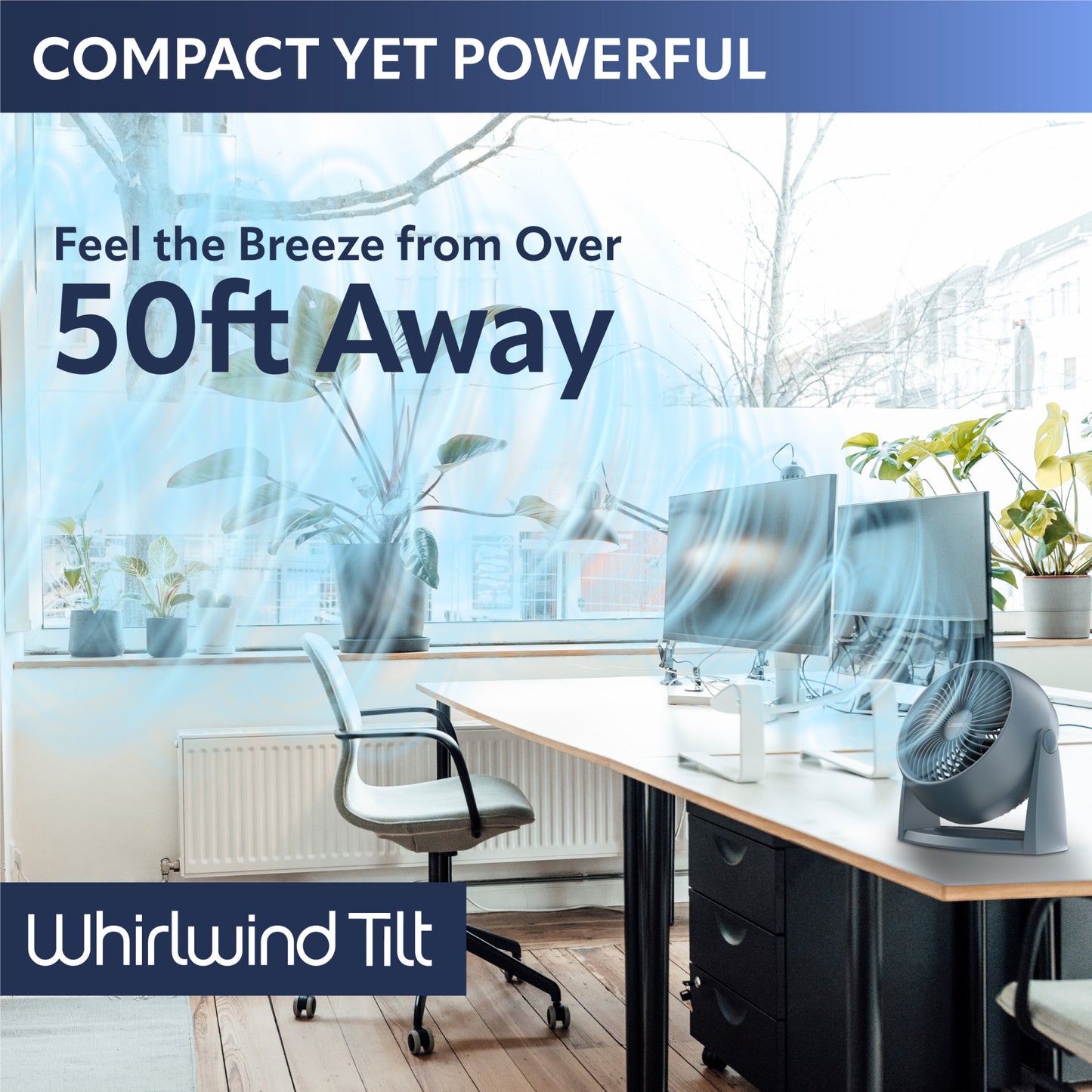 Lasko A12107 Whirlwind Tilt 12" Table Fan with Wall Mount Option: Slate