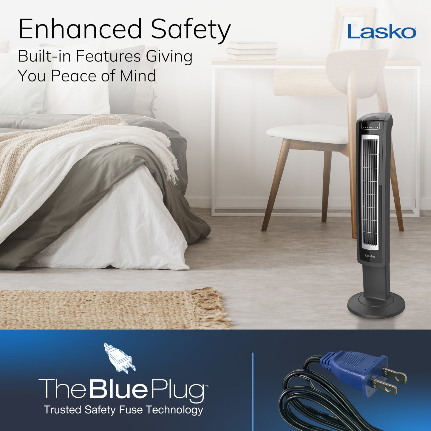Lasko Electronic Tower Fan with Remote Control Model, 2559, Gray