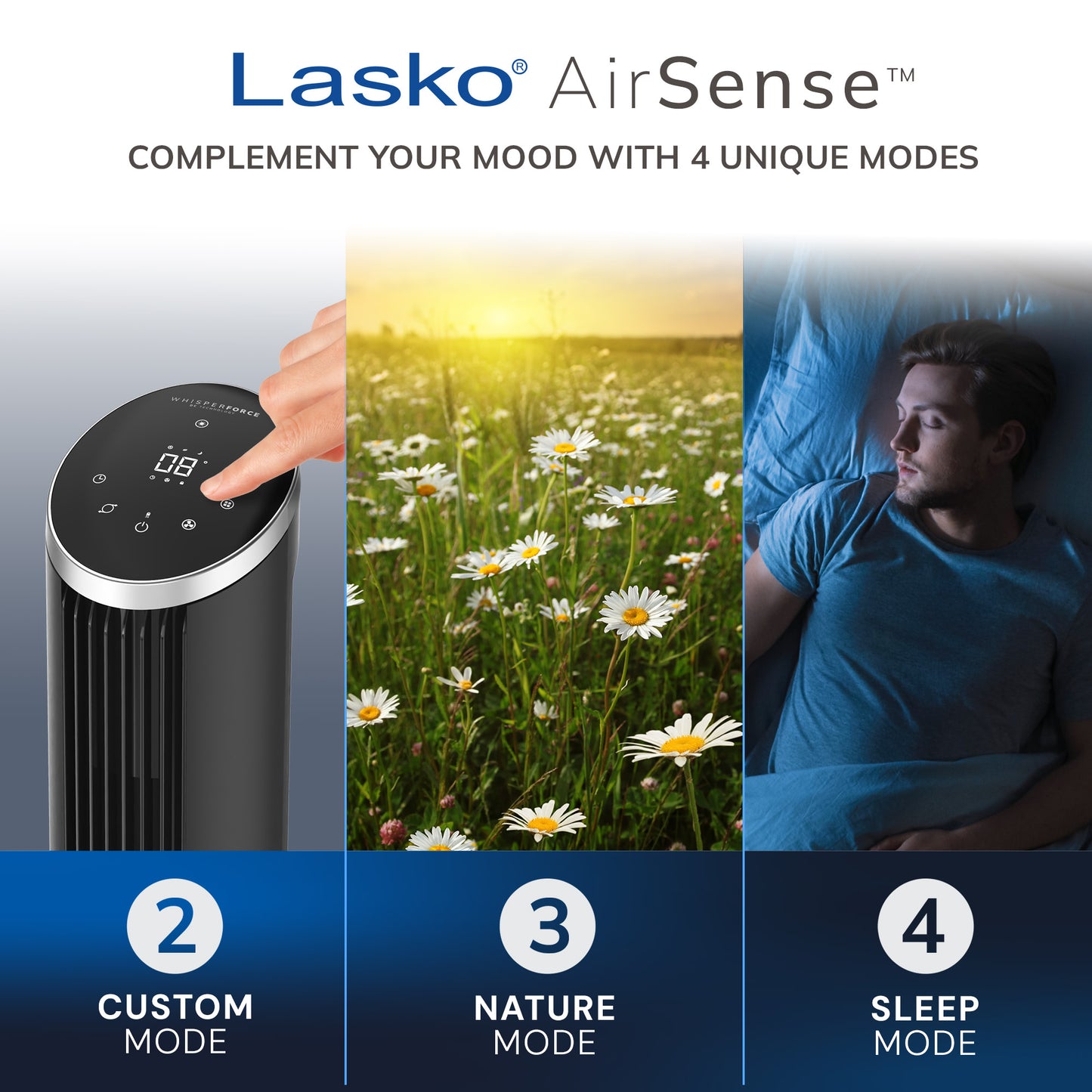 Lasko WhisperForce™ DC 42" Tower Fan (12-speed, remote, black/silver)