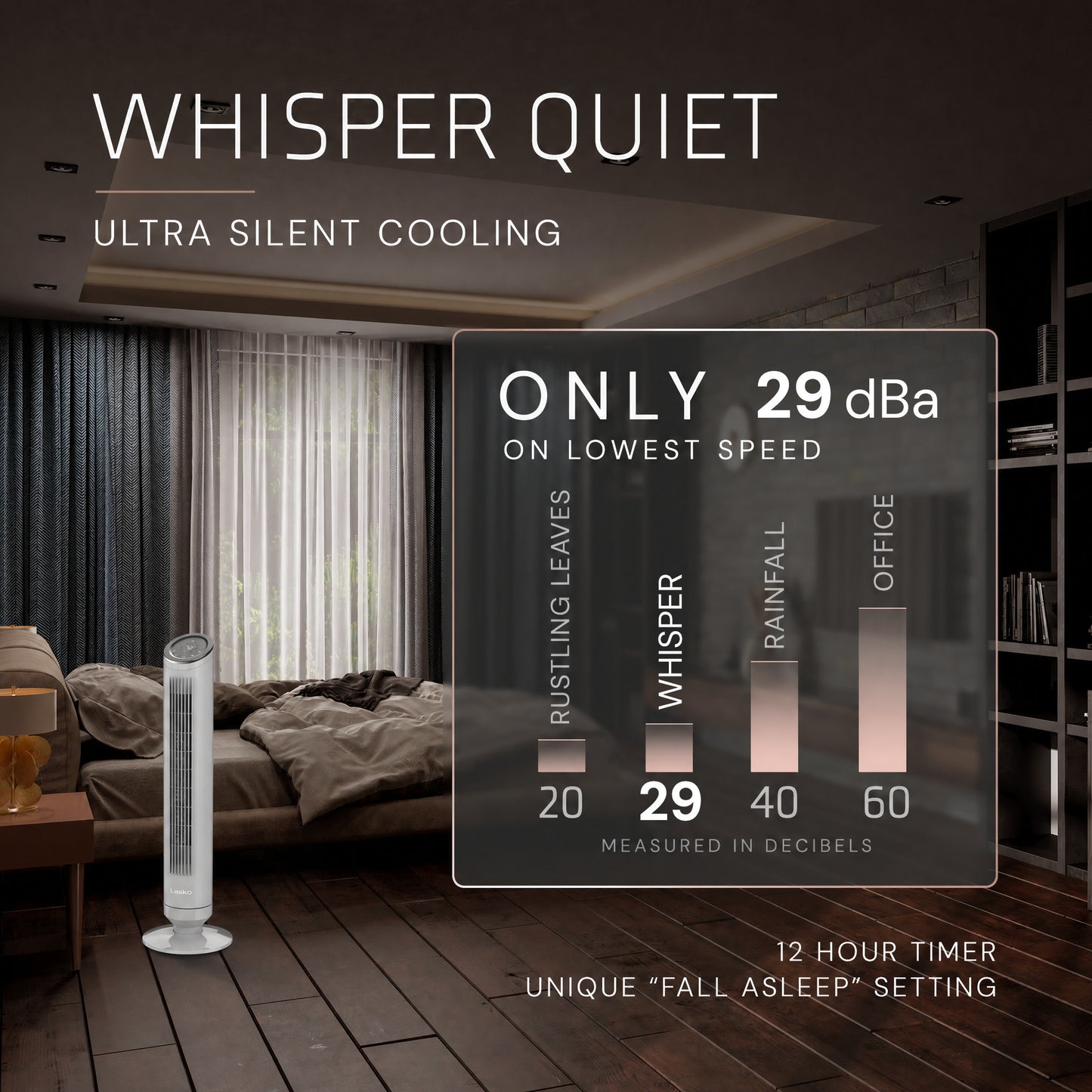 Lasko Ascend 36" Tower Fan: Oscillating, 4-Speed, Remote, Timer, Gray