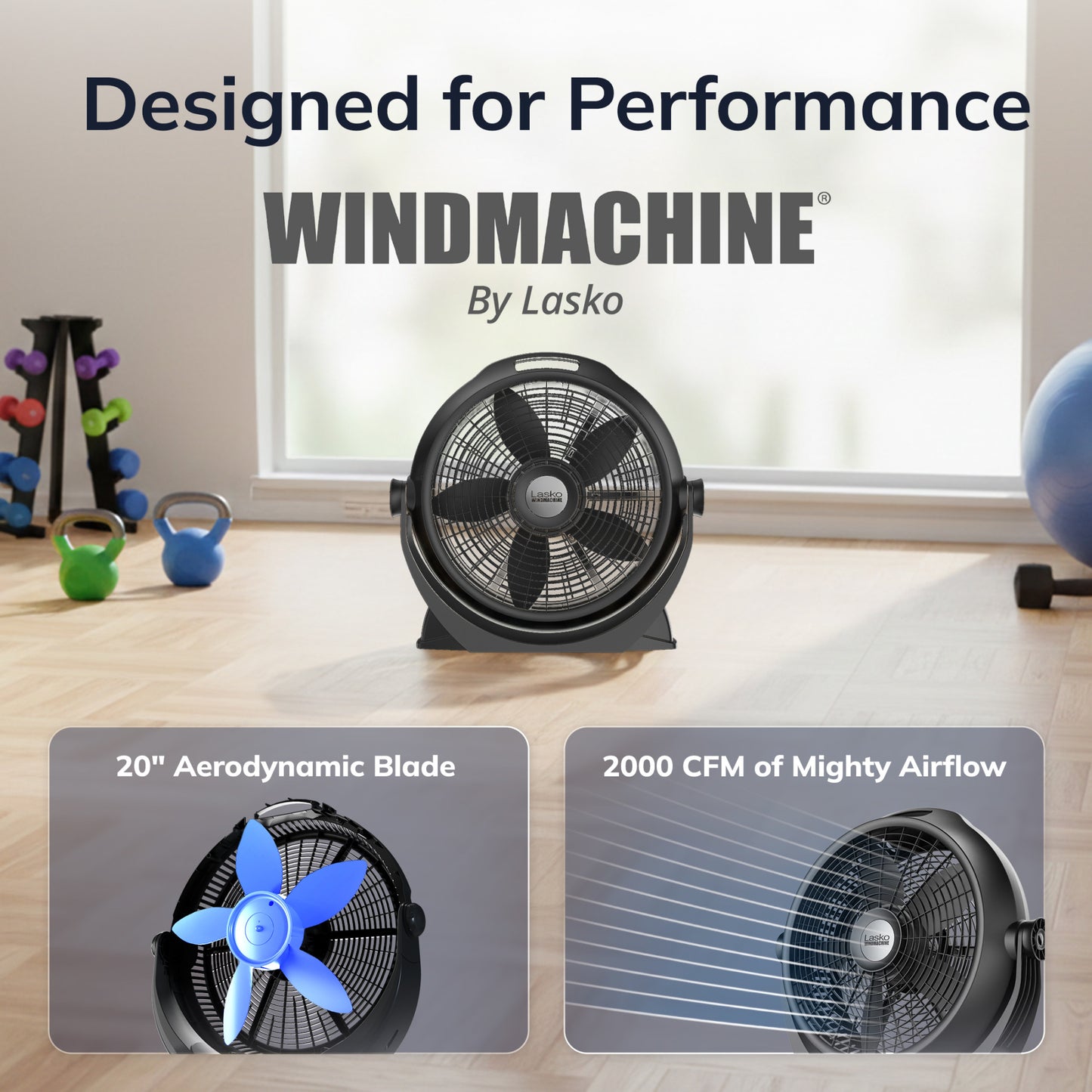 Lasko Wind Machine® A20305 20" Pivoting 3-Speed Air Circulator Fan: Black