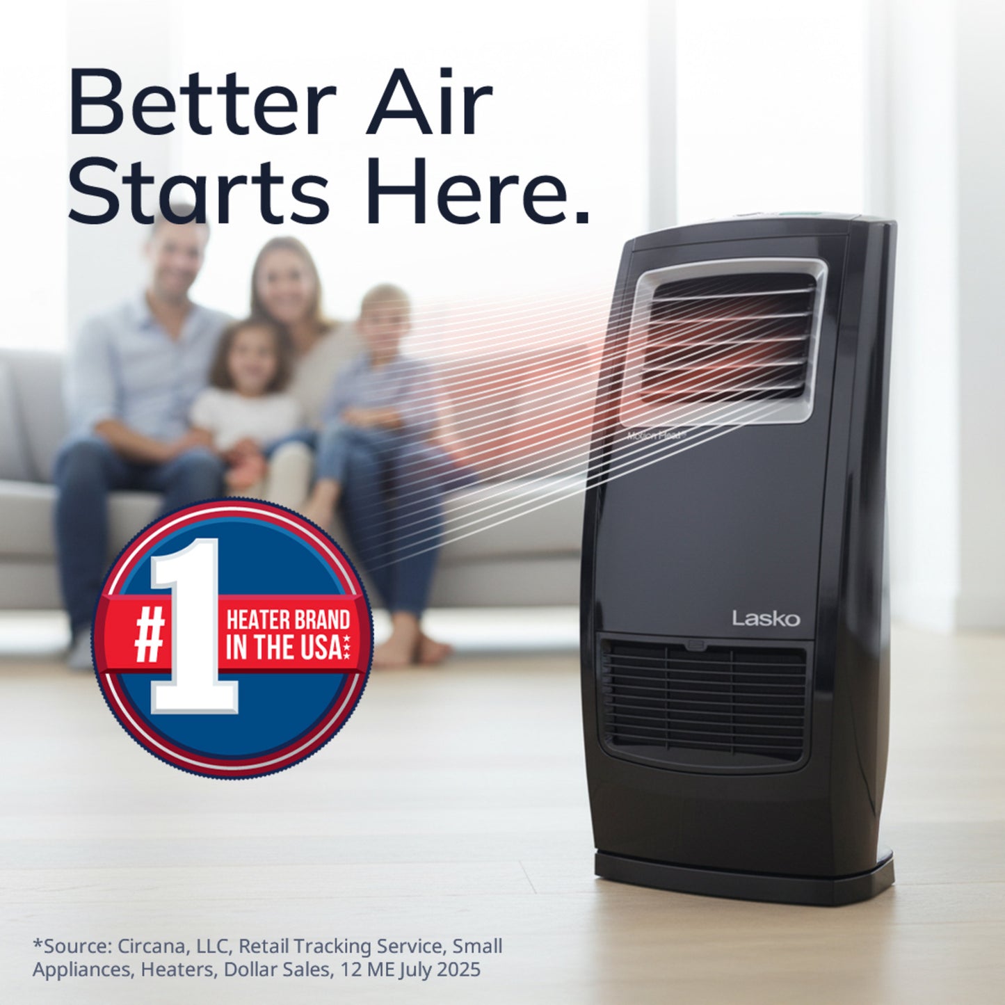 Lasko 1500W Motion Heat Whole Room Ceramic Space Heater with Remote, CC23161, Black