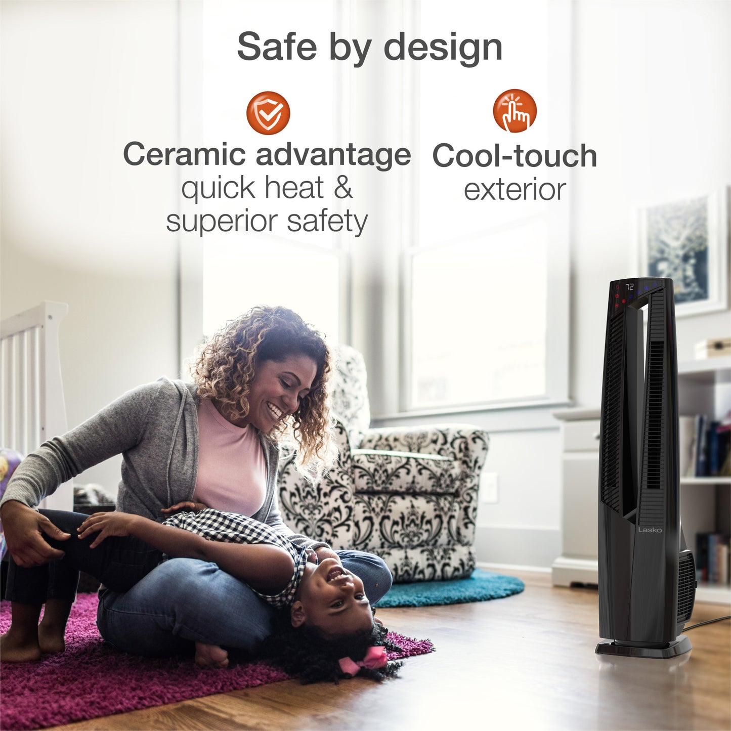 Lasko 1500W Electric Oscillating All Season Tower Fan and Space Heater with Remote, FHV801, Black