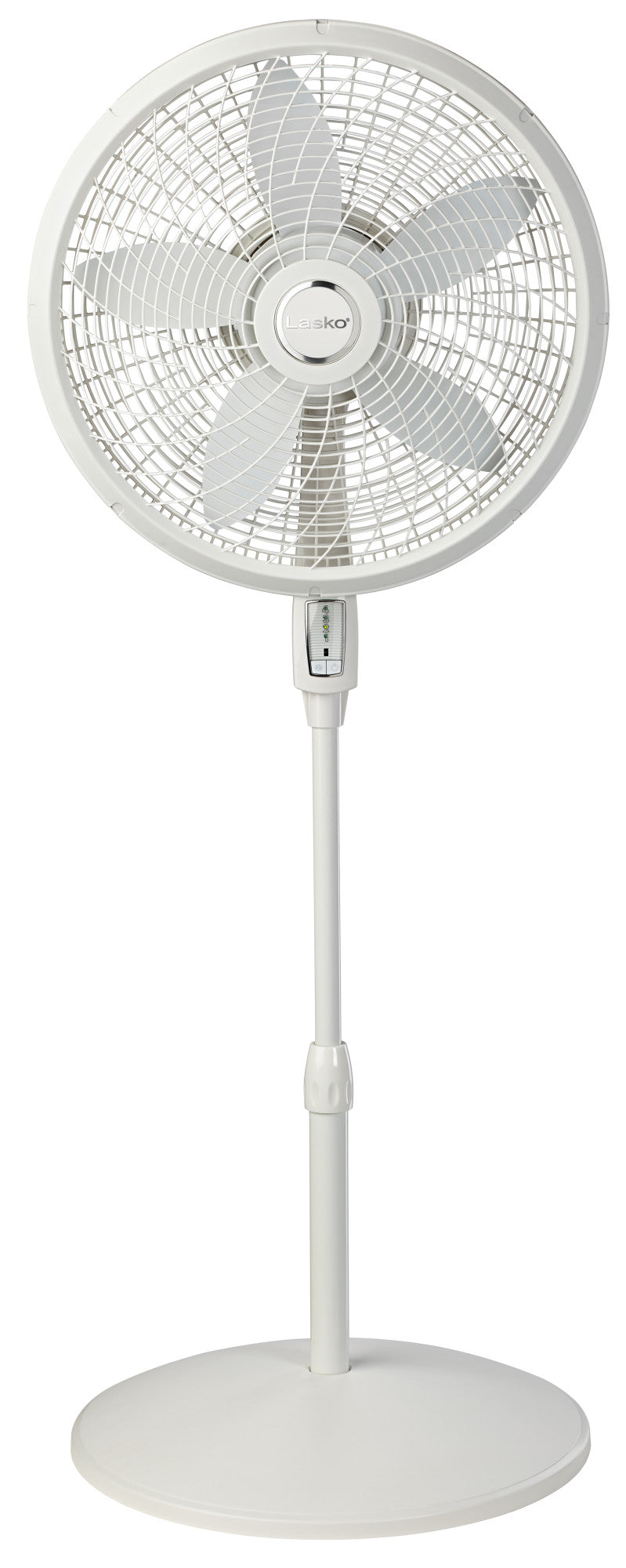Lasko 18" 4- Speed Pedestal Fan with Remote, S18355, White