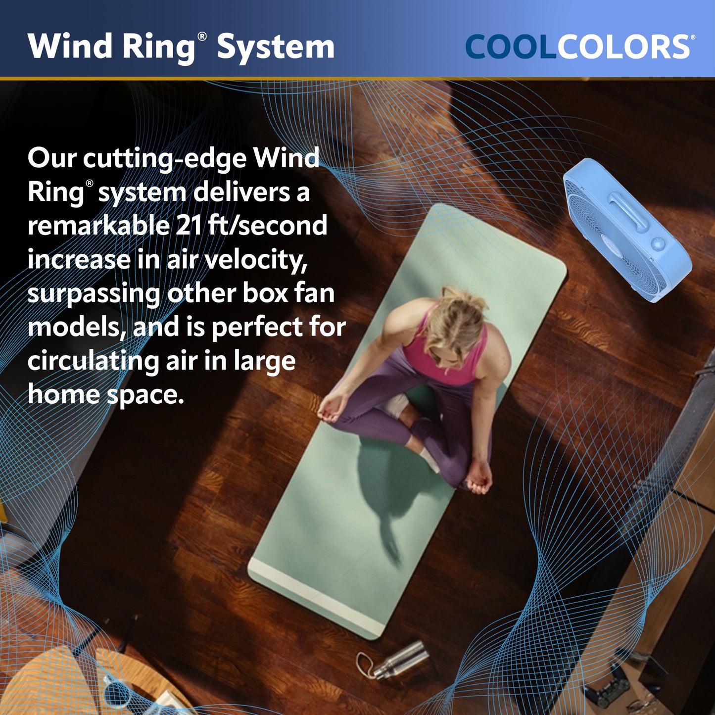 Lasko 20" Cool Colors® Box Fan with 3 Speeds, Blue, B20310