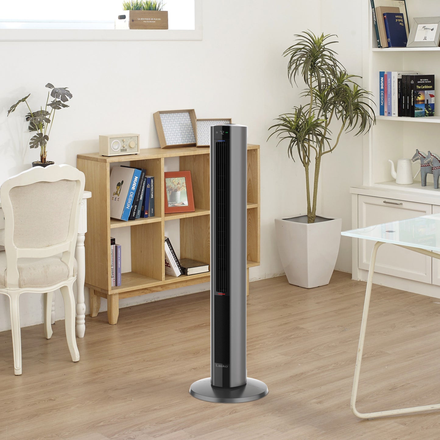 Lasko All Season Tower Fan and Space Heater with Remote, FH515, Black