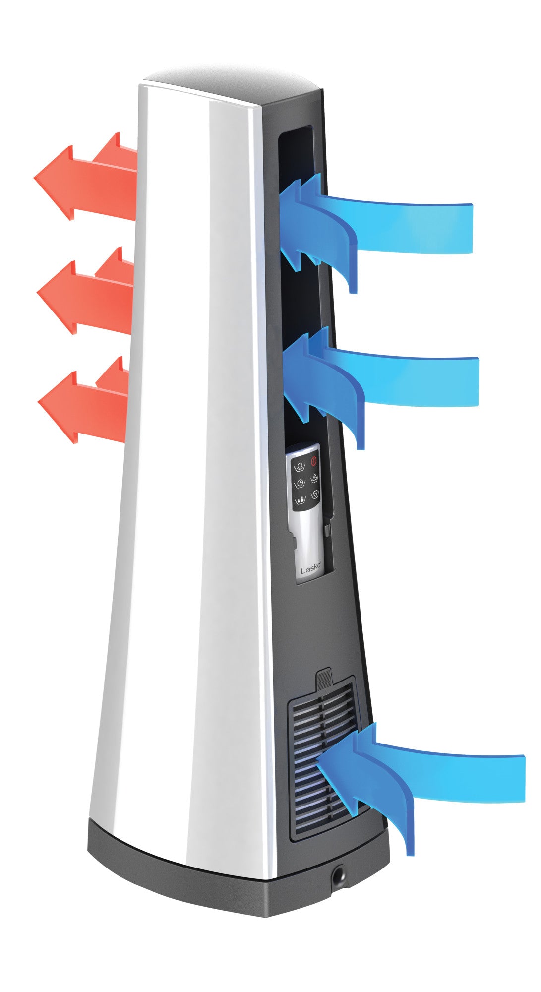 Lasko 1500W Bladeless Ceramic Tower Space Heater with Remote, AW315, Gray