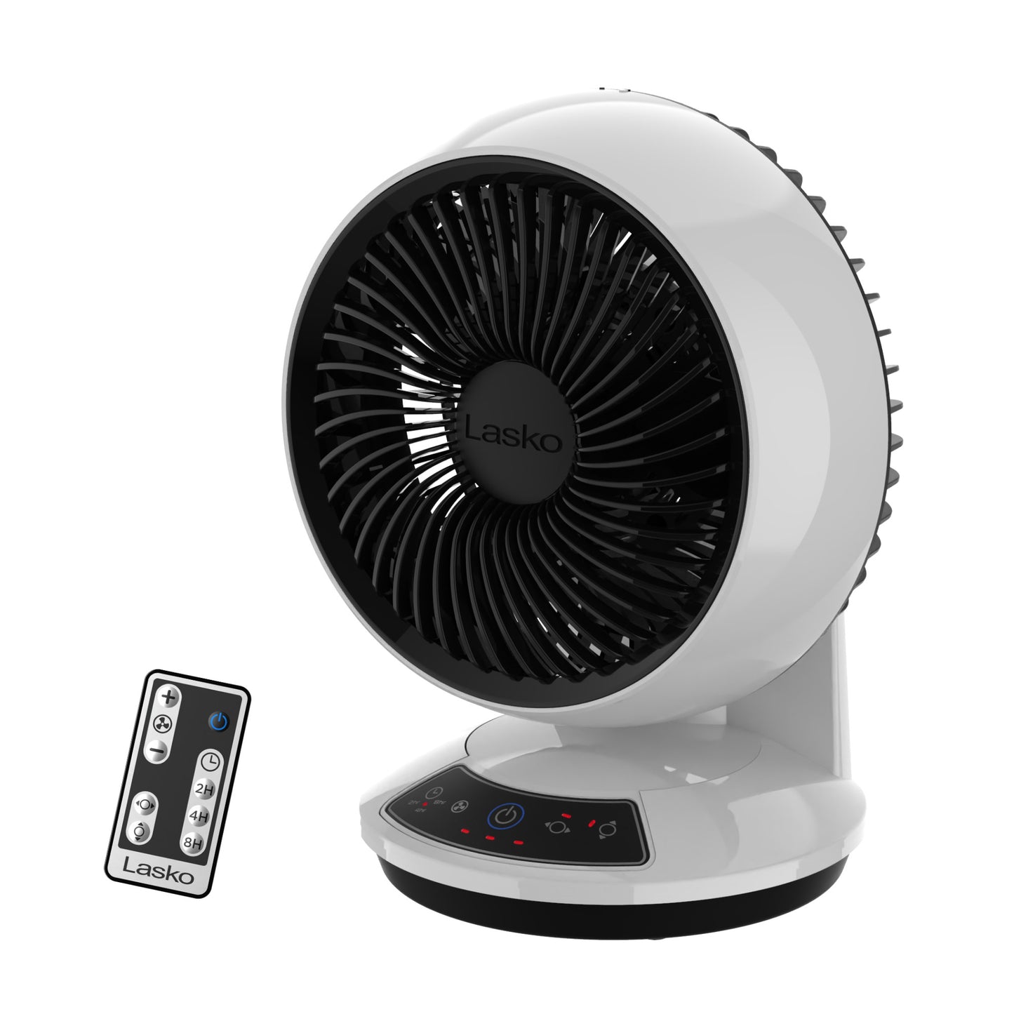 Lasko Whirlwind 7" Table Fan: Dual Oscillation, 3-Speed, Remote, White