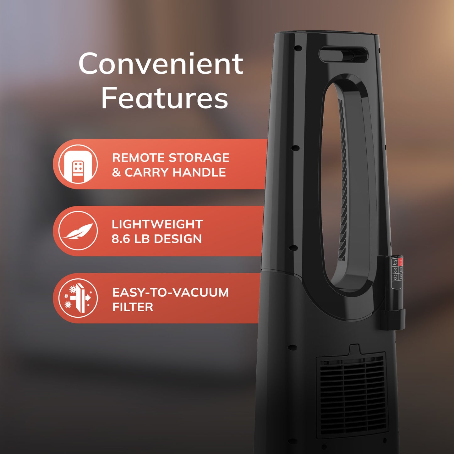 Lasko CW100 1500W Bladeless Tower Heater with Remote Control