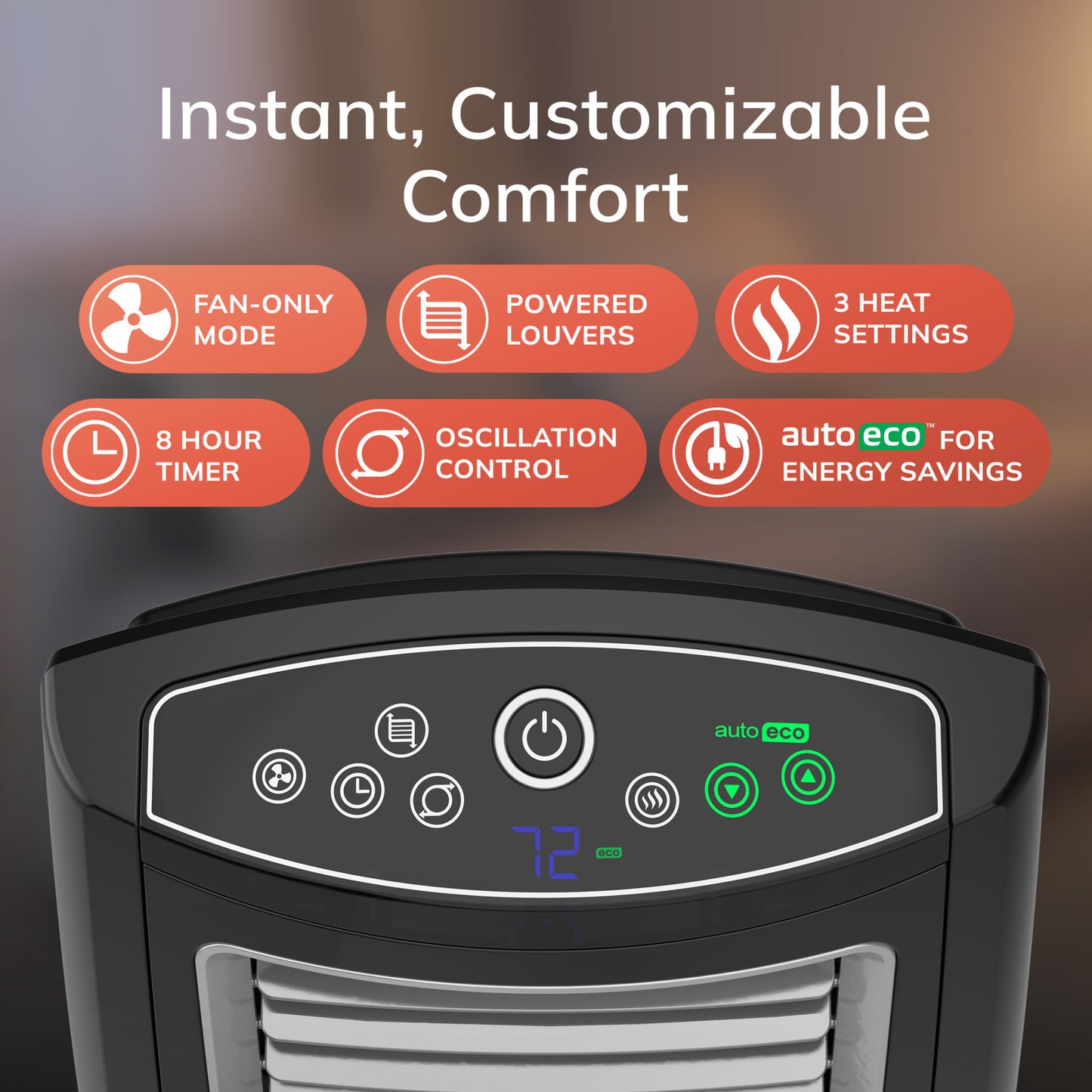 Lasko 1500W Motion Heat Whole Room Ceramic Space Heater with Remote, CC23161, Black