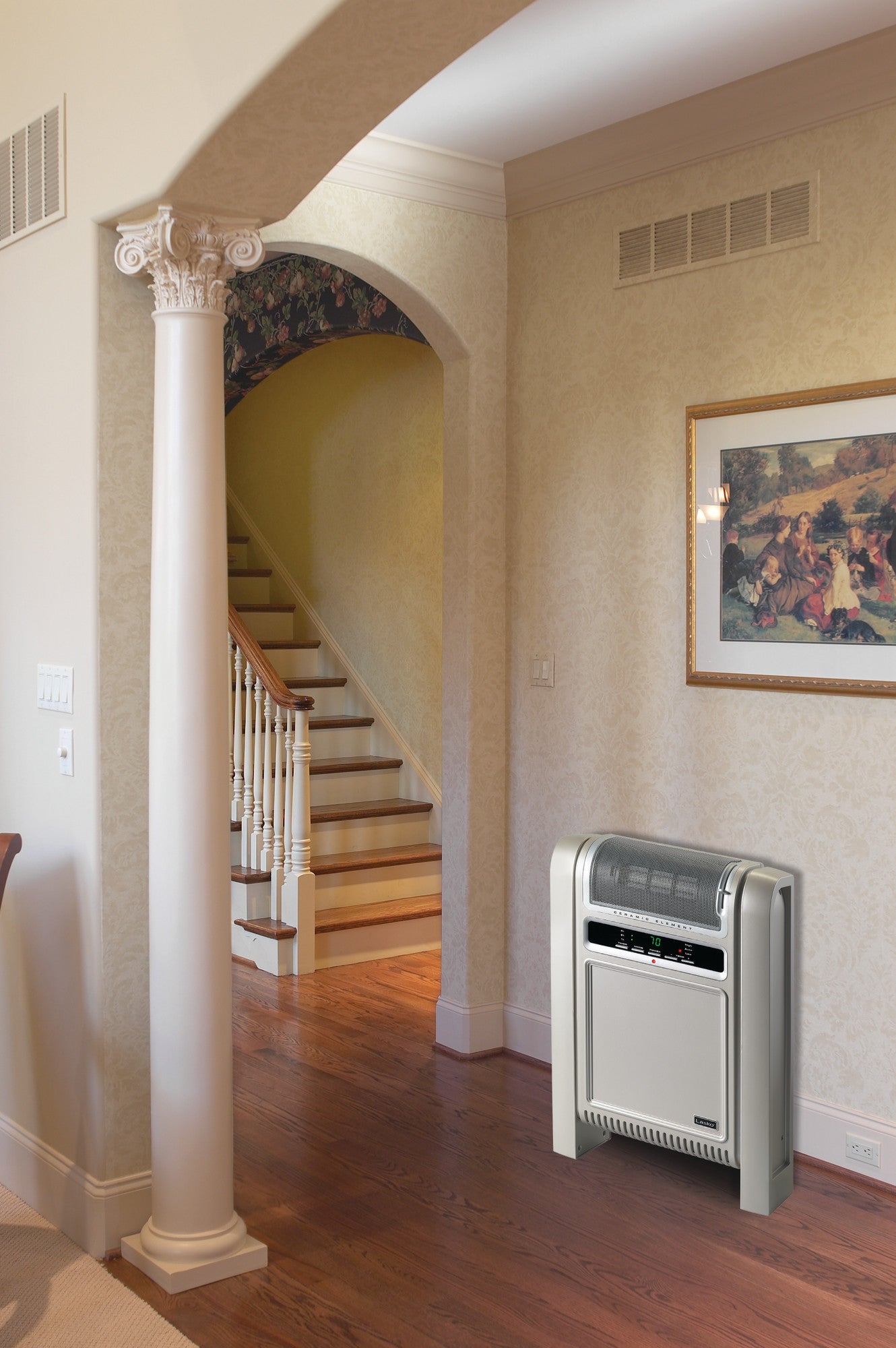 Lasko 1500W Cyclonic Ceramic Space Heater with Digital Display and a Timer, 75800, Beige