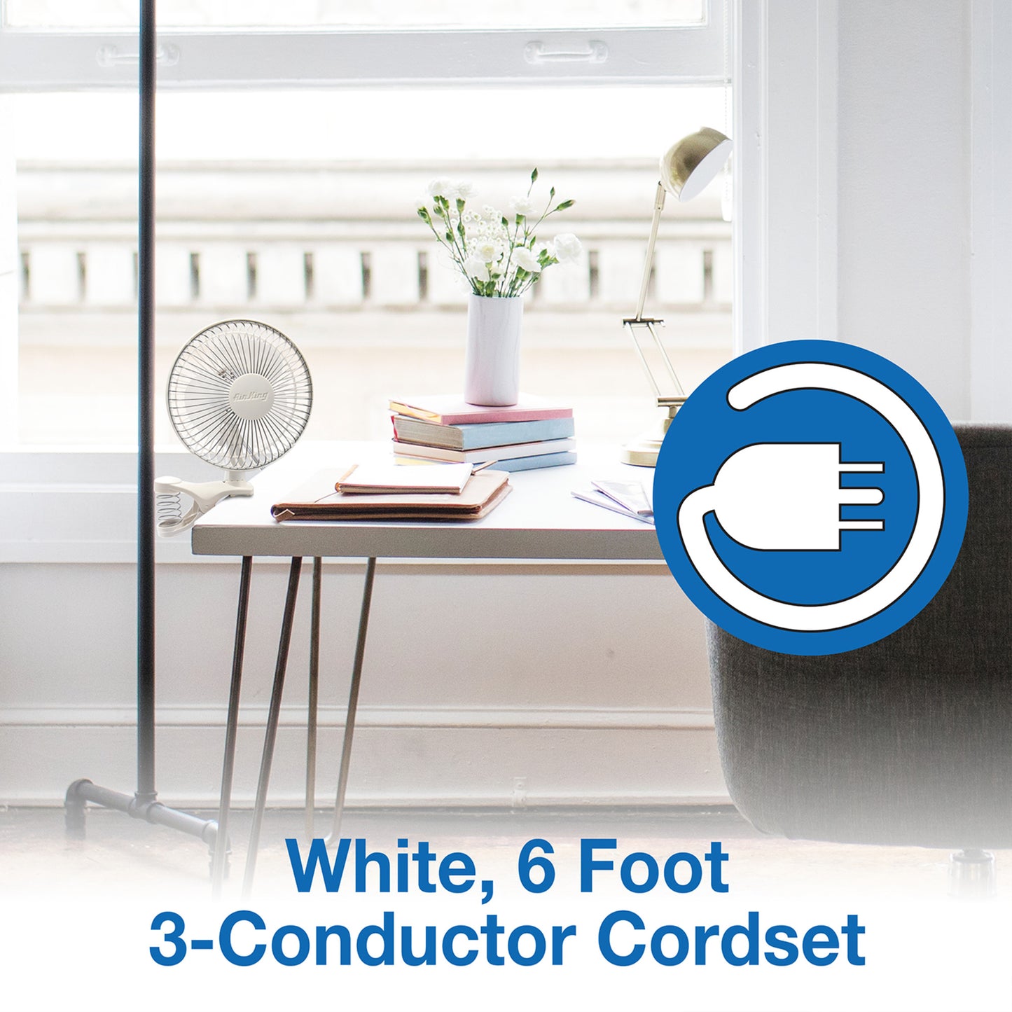 Air King 6" Clip-On Personal Fan (2-speed, manual, white)
