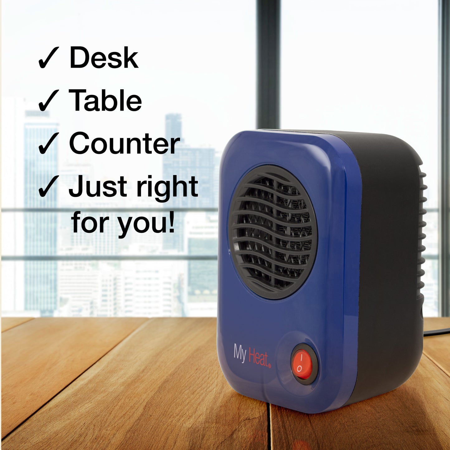 Lasko 200W MyHeat Personal Desk/Tabletop Space Heater with Simple Controls, 102, Blue