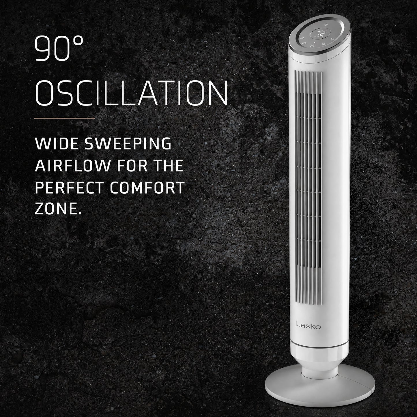 Lasko Ascend 36" Tower Fan: Oscillating, 4-Speed, Remote, Timer, White
