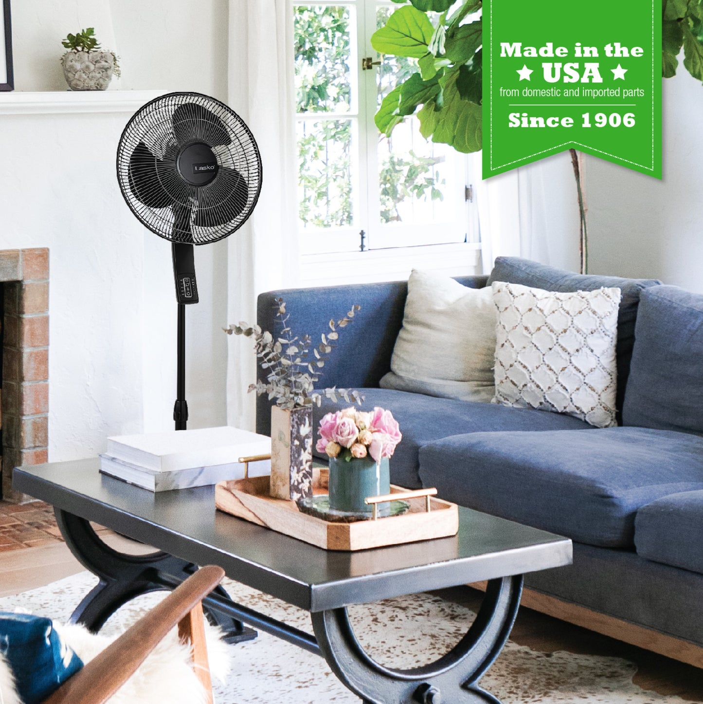 Lasko S16612 16" 4-Speed Oscillating Pedestal Fan with Remote Control: black