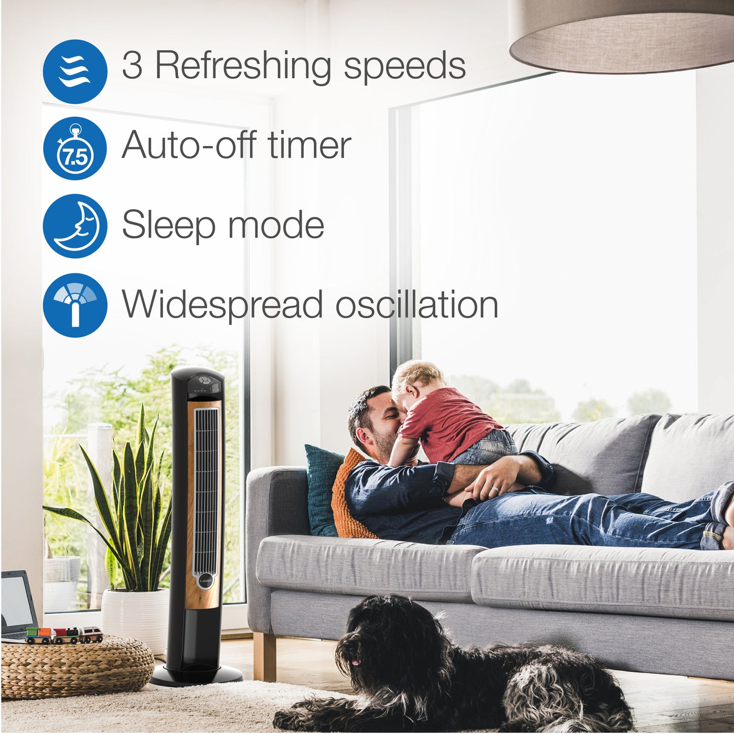 Lasko T42050 42" Wind Curve® Tower Fan with Sleep Mode and Remote Control