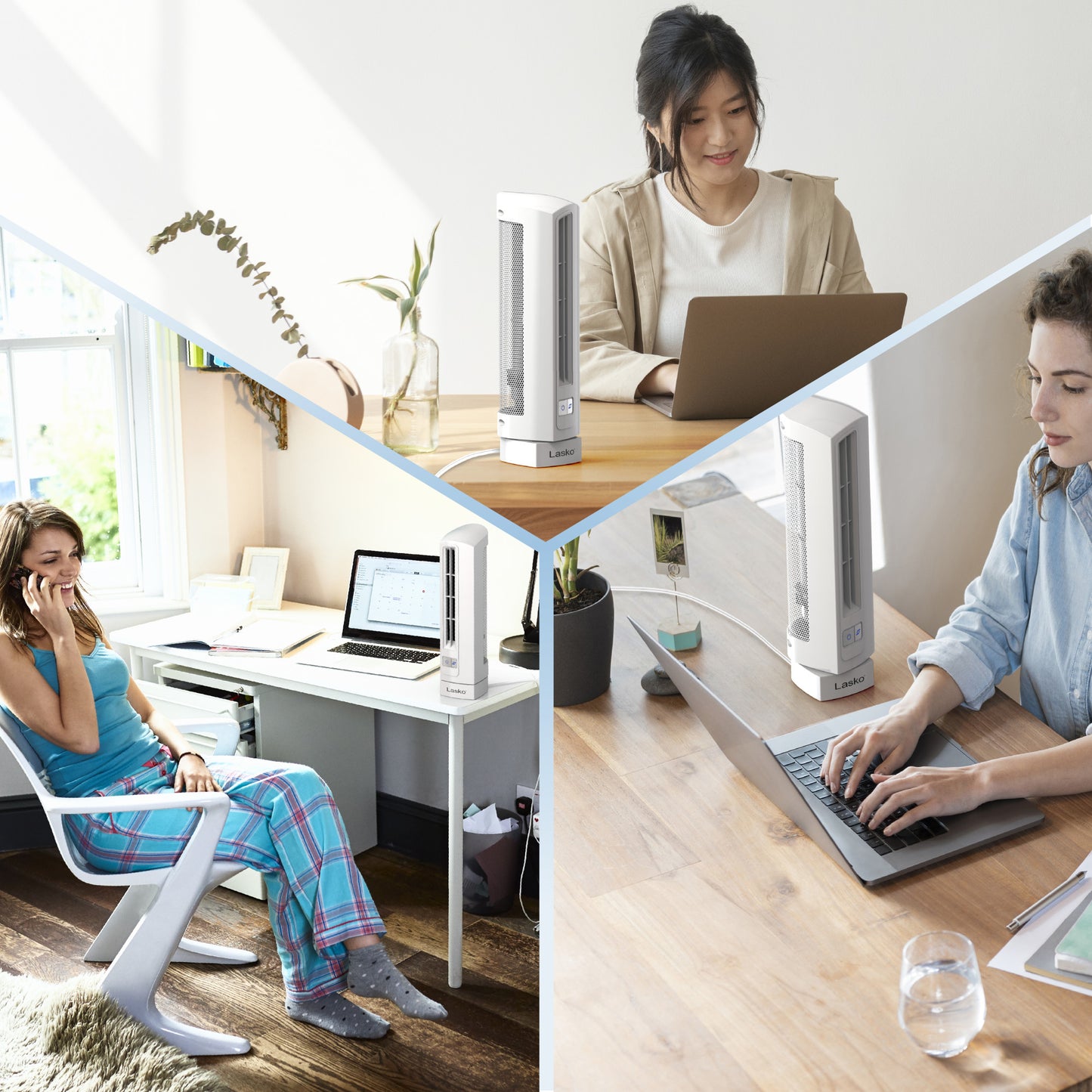 Lasko Air Stik 14" Oscillating Ultra-Slim Tabletop Fan, T14100, White